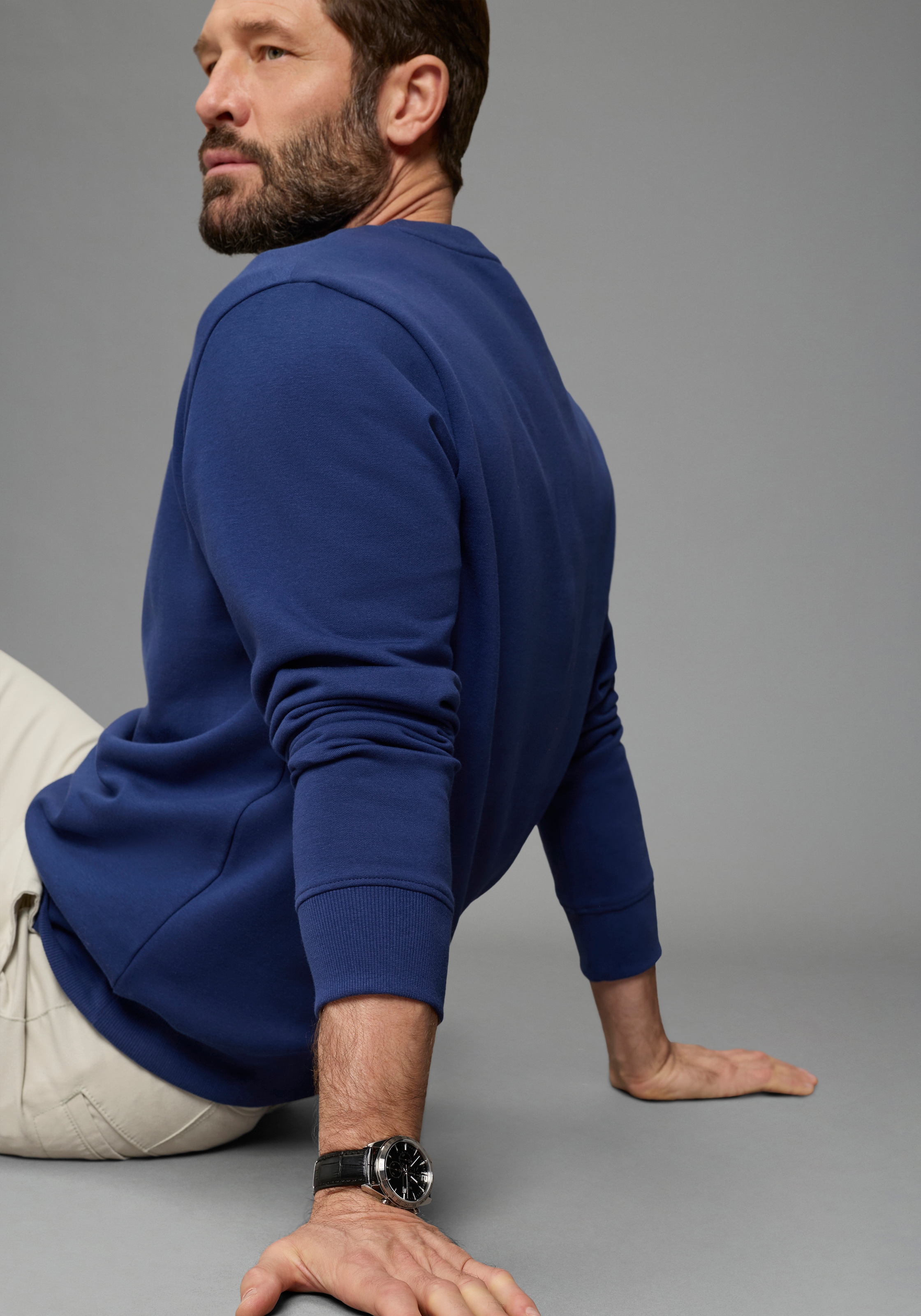 Man's World Sweatshirt, 2 tlg. mit Rundhalsausschnitt, unifarben, Langarm, normale Passform
