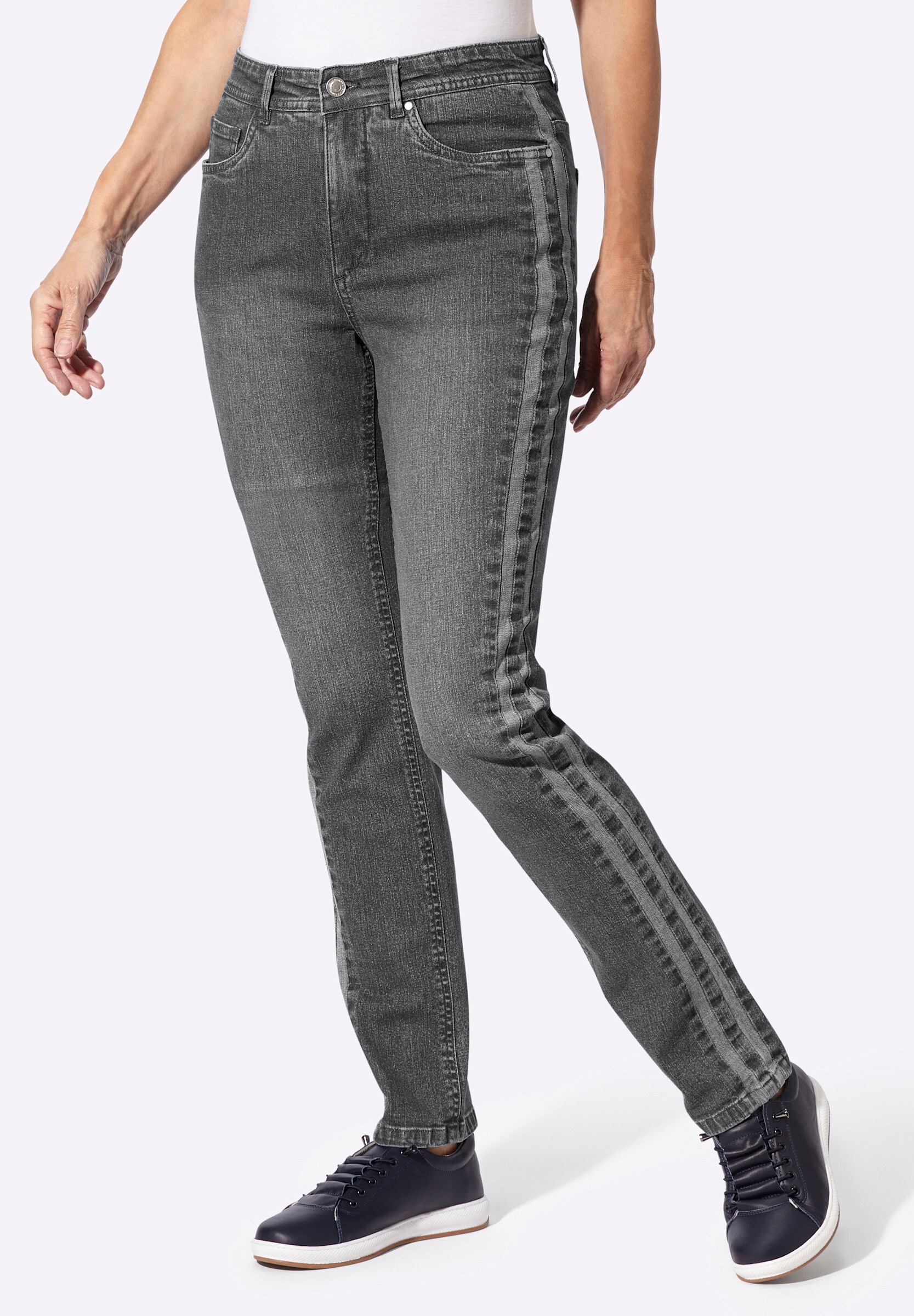 Witt Bequeme Jeans »Jeans Gerade Jeans mit seitlichen Kontraststreifen«