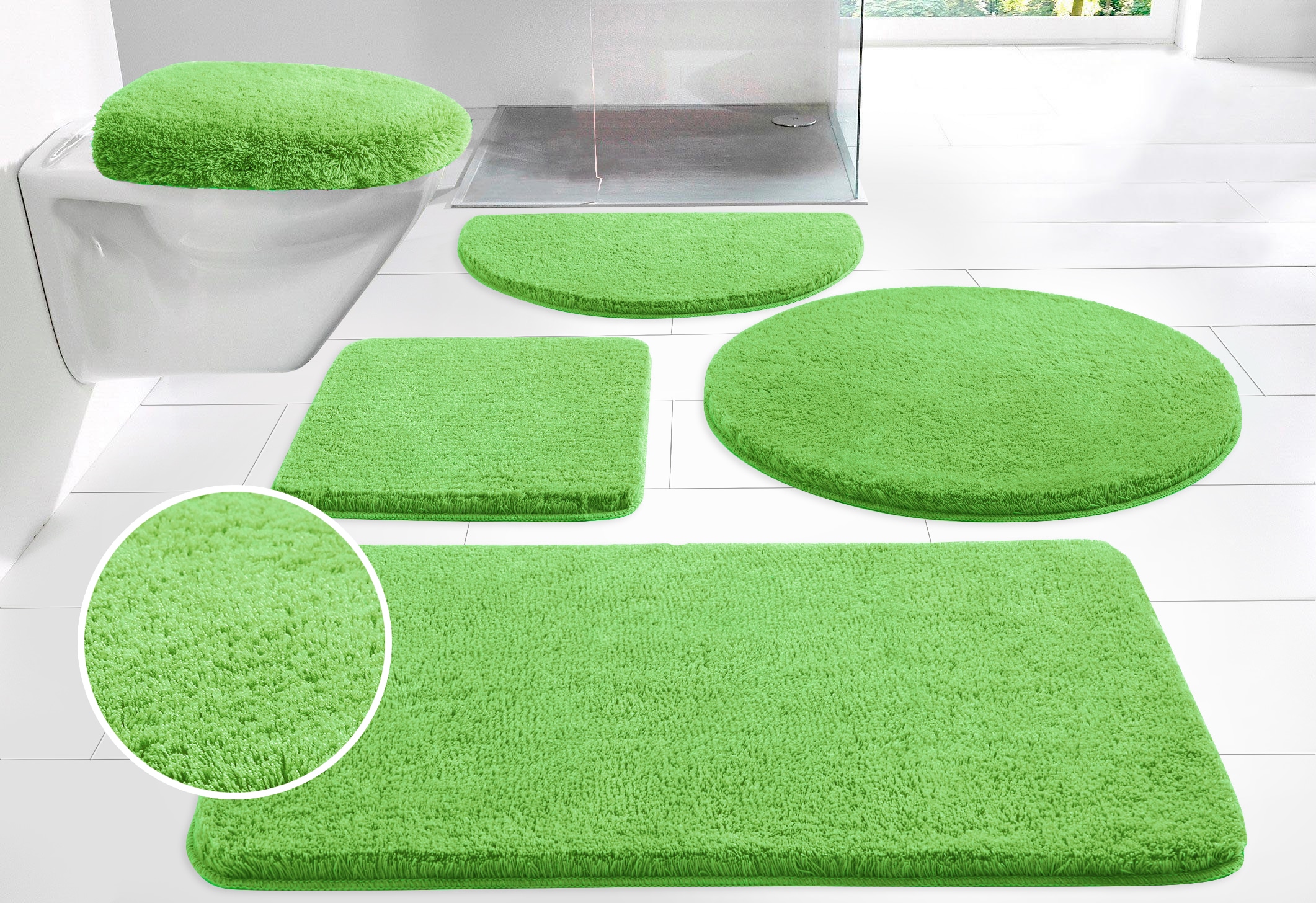 my home Badematte »Merida, Badvorleger, Badezimmer Teppich«, rutschhemmend beschichtet, fußbodenheizungsgeeignet-schnell trocknend-strapazierfähig, Badteppich, Uni Farben, rechteckig, rund & als 2-tlg. Set erhältlich
