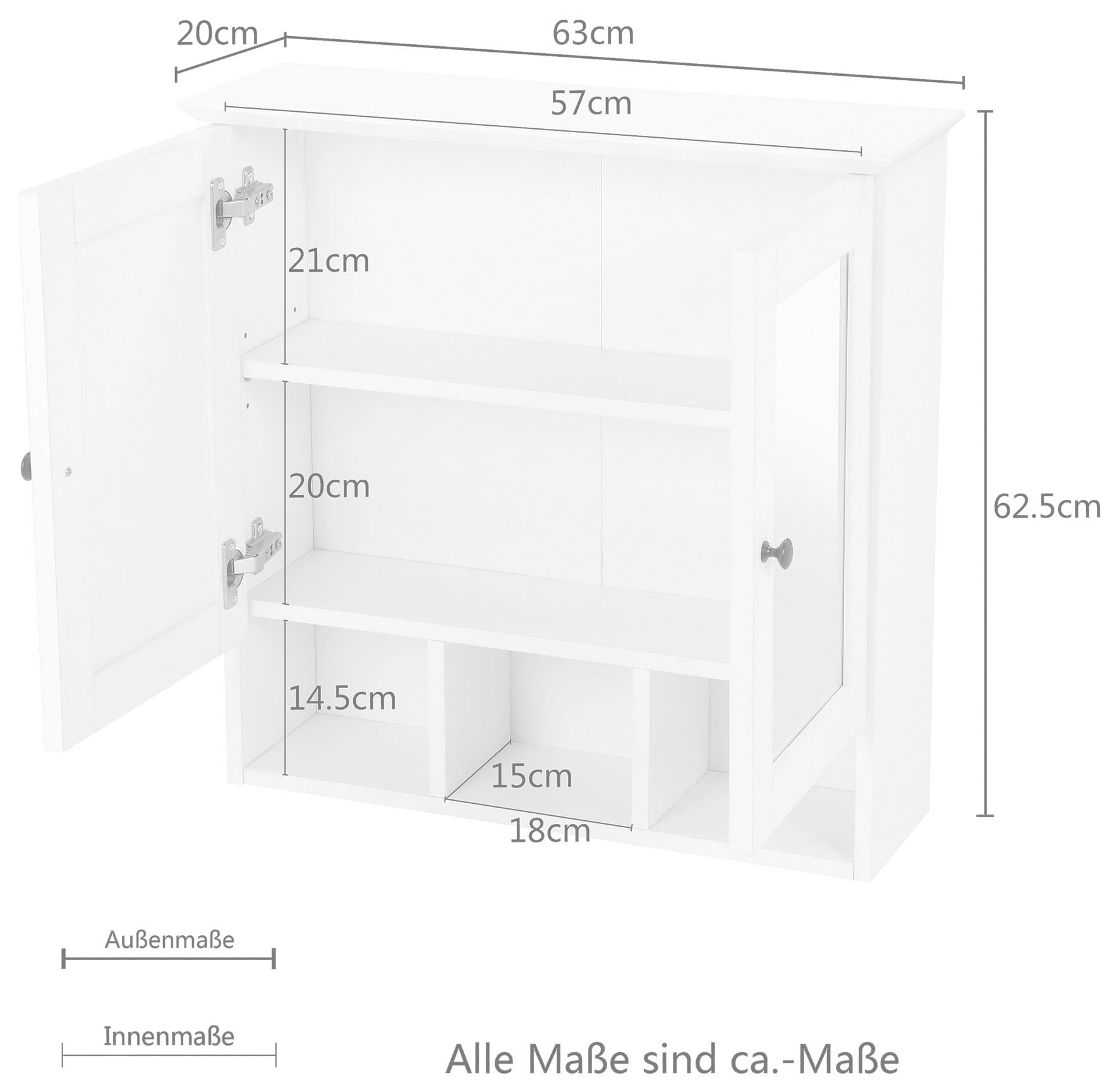 welltime Spiegelschrank Breite Garantie 63 im 3 Landhaus-Stil, online | Badmöbel mit »Aalborg«, XXL Jahren cm kaufen