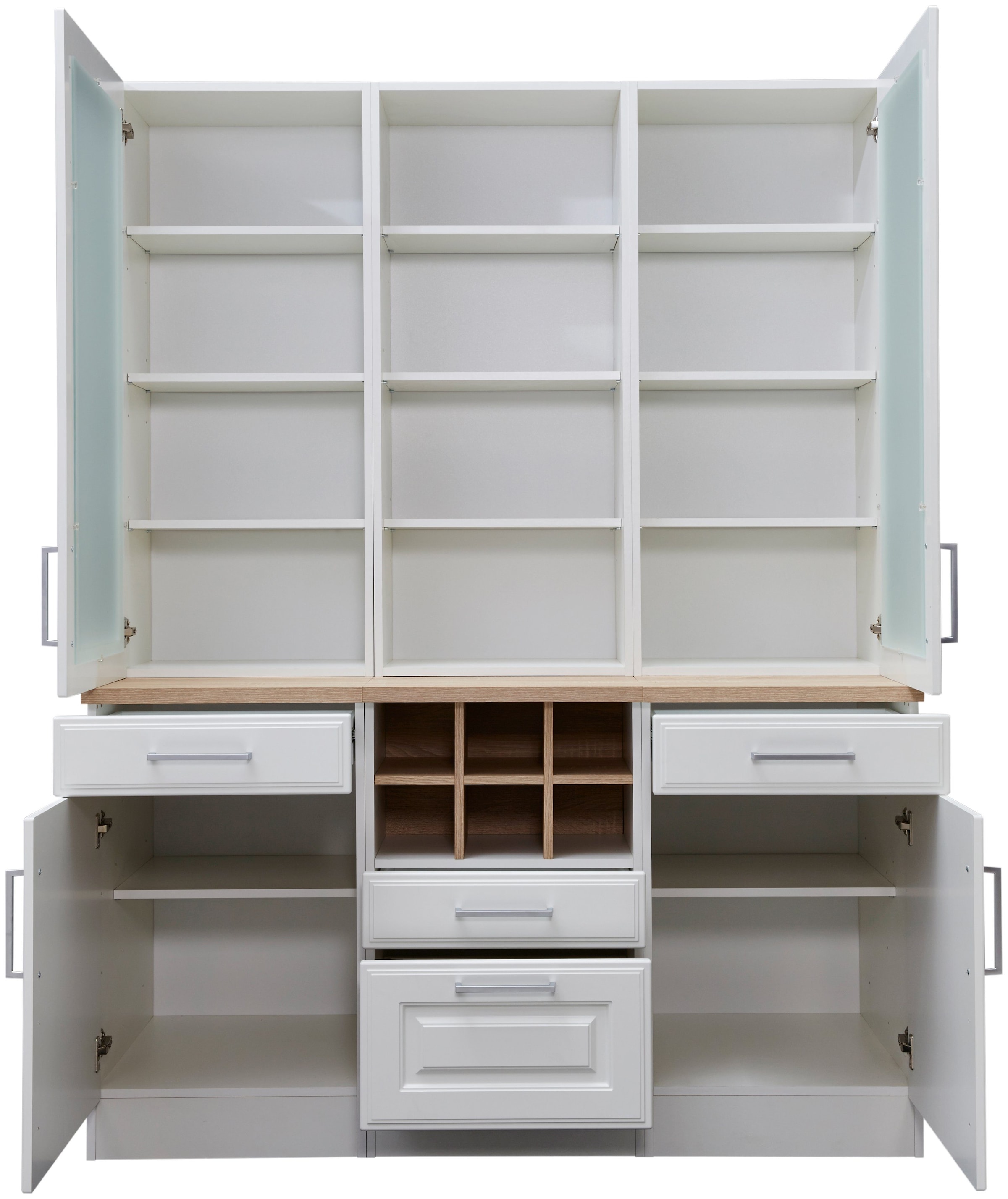 HELD MÖBEL Küchenbuffet »Stockholm«, hochwertige MDF-Fronten, 2 Glasrahmentüren, 200 cm hoch, viel Stauraum