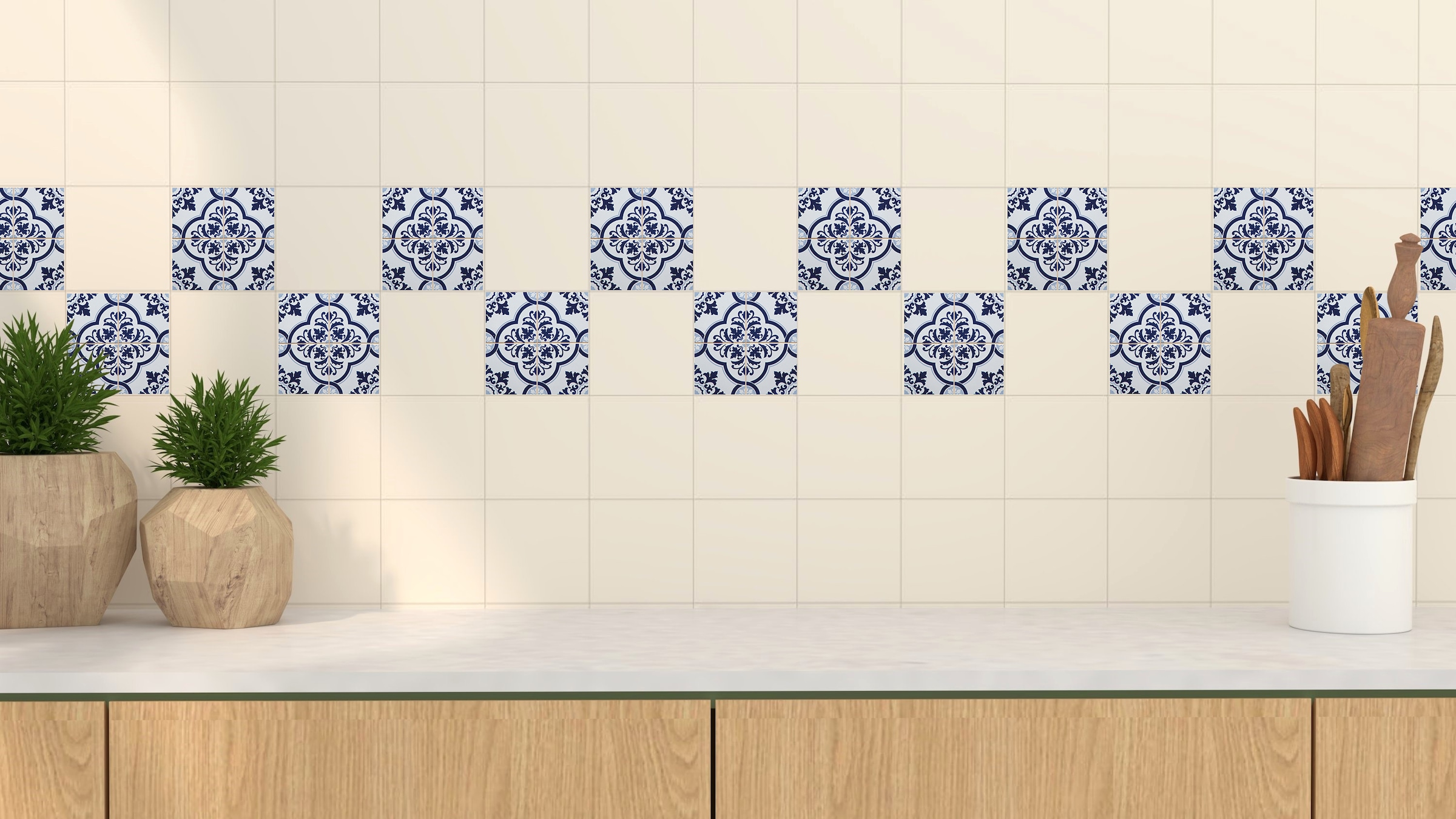 Home affaire Fliesenaufkleber »blaue Ornamente« Stickerfliesen, selbstklebend, Sticker, 12er Set