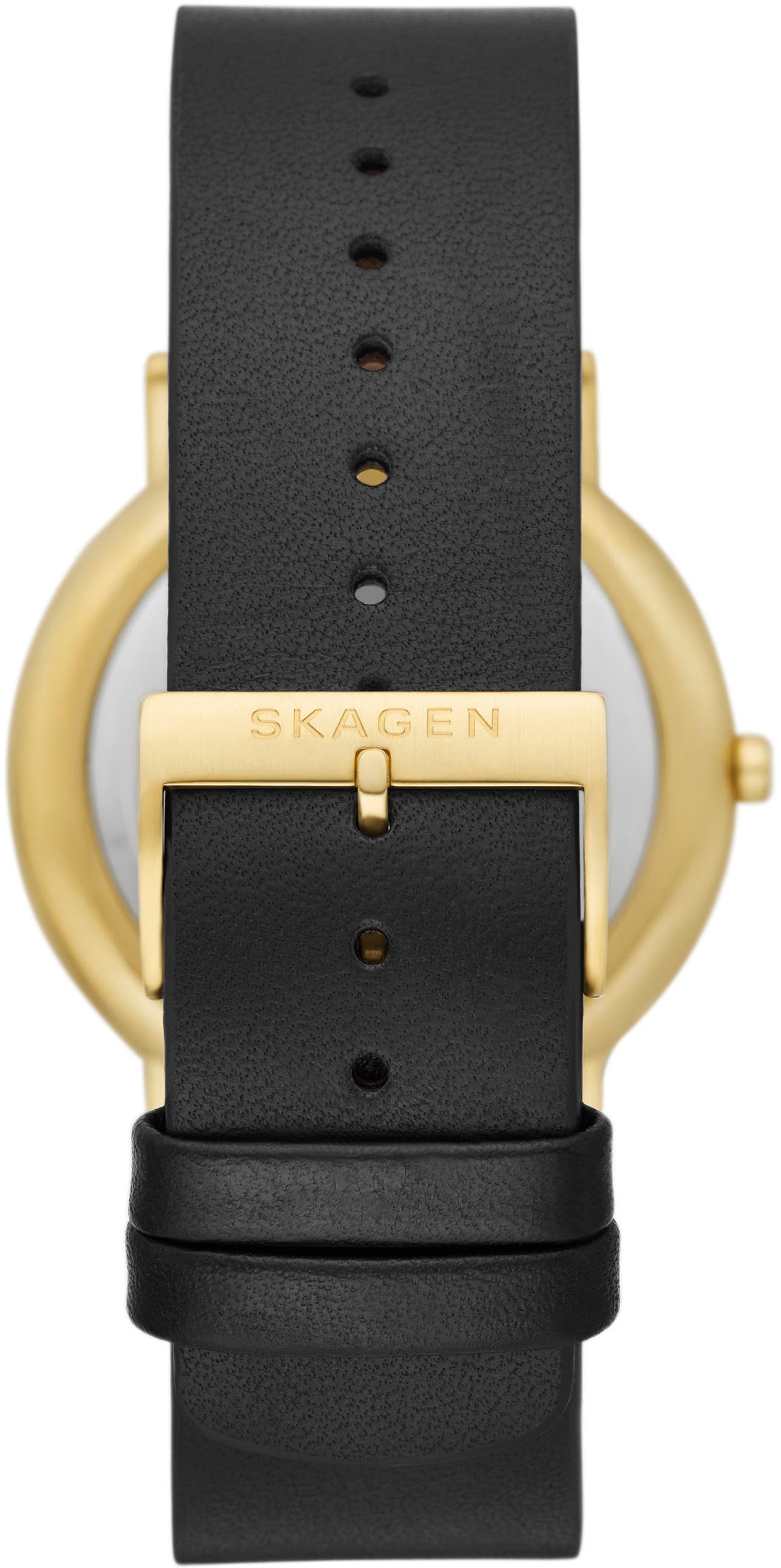 Skagen Quarzuhr »SIGNATUR«, Armbanduhr, Herrenuhr, Damenuhr, analog, Lederarmband