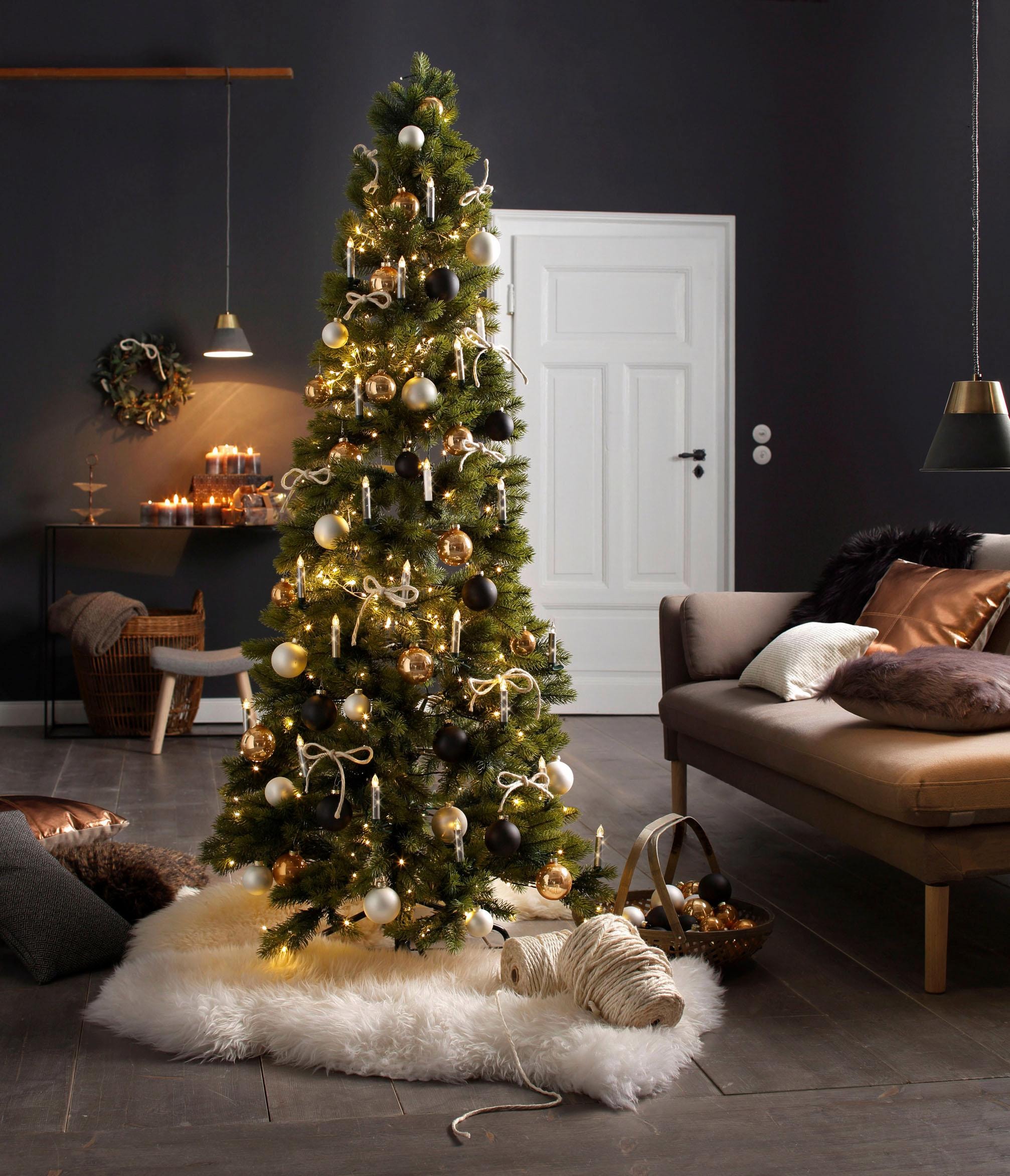 Creativ deco Künstlicher Weihnachtsbaum »Weihnachtsdeko, künstlicher Christbaum, Tannenbaum«, in schlanker Form, mit LED-Lichterkette