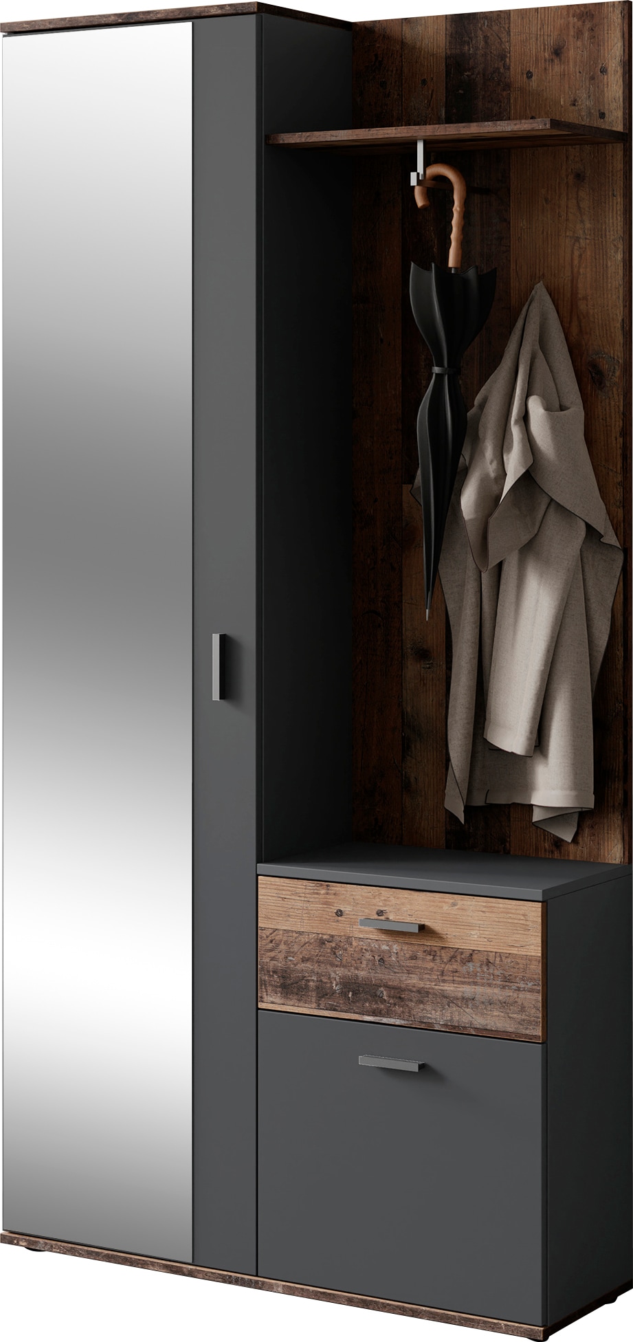 byLIVING Kompaktgarderobe »Jakob«, mit großem Spiegel und Ablage, Breite 97  cm online bei UNIVERSAL