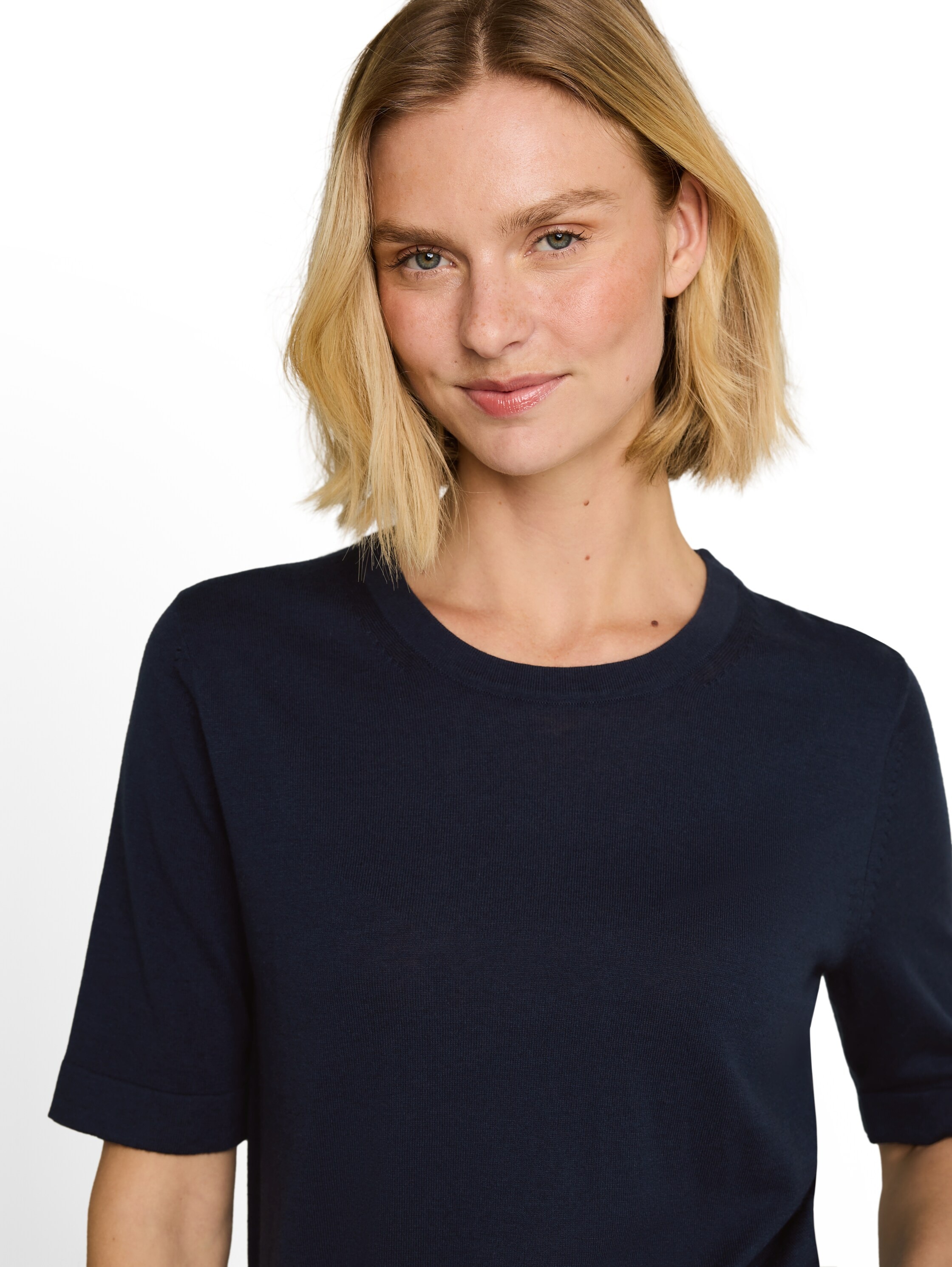 TOM TAILOR Strickpullover Sommer-Pulli - Halbarm -mit Viskose und Stretch