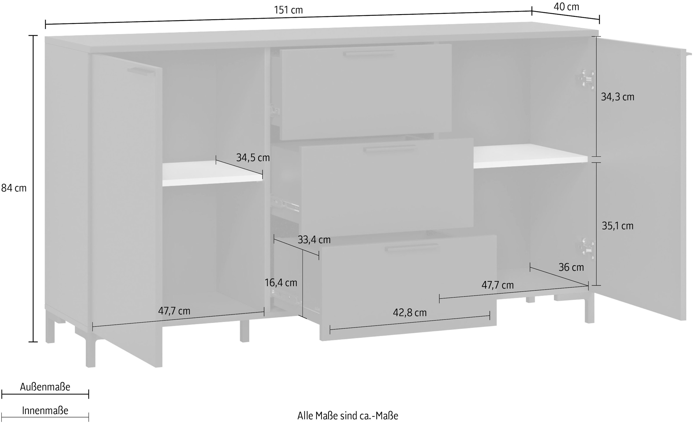 INOSIGN Kommode »Alternative«, Breite 151 cm