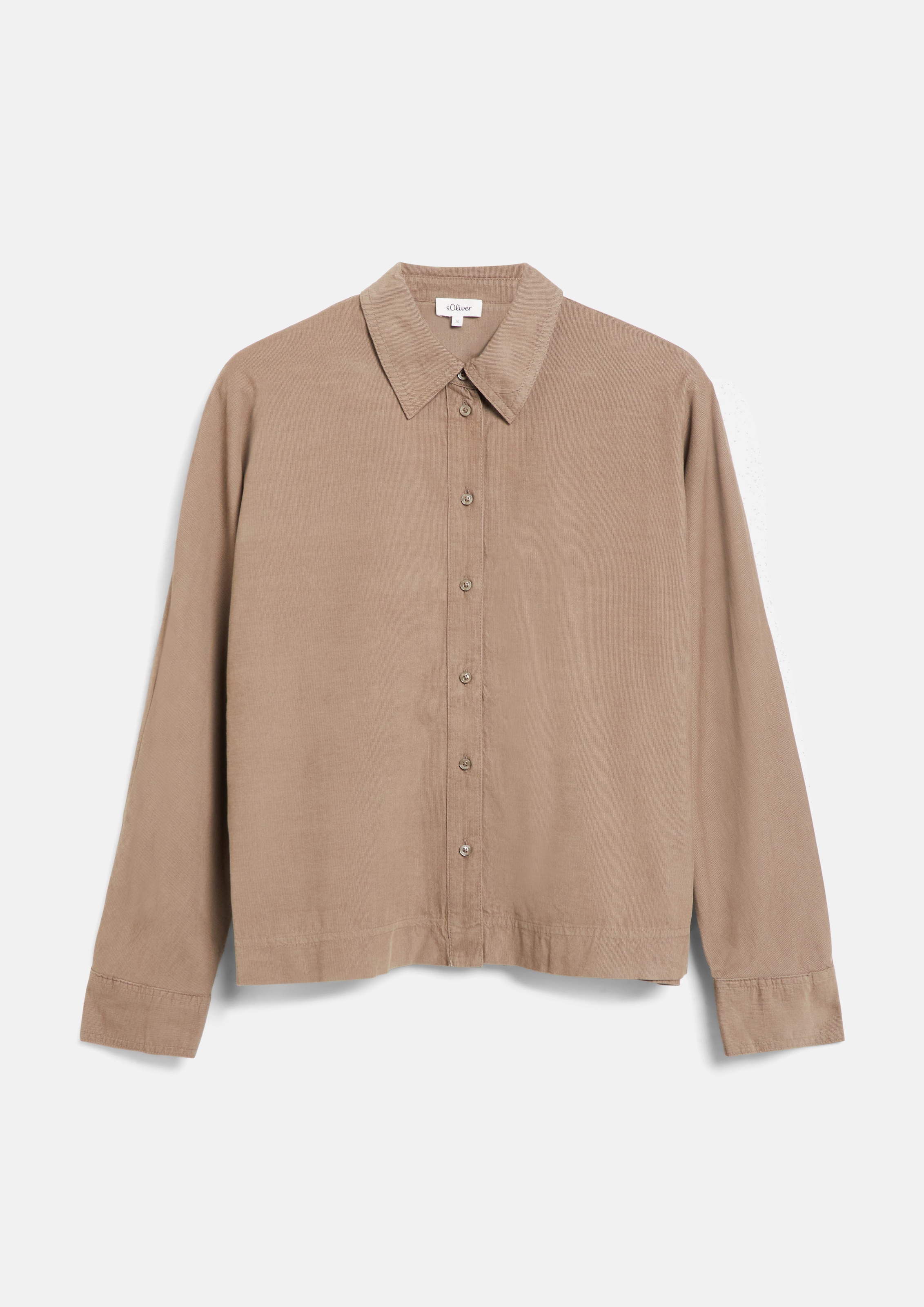 s.Oliver Langarmbluse Cordbluse mit Hemdkragen und Knofpleiste