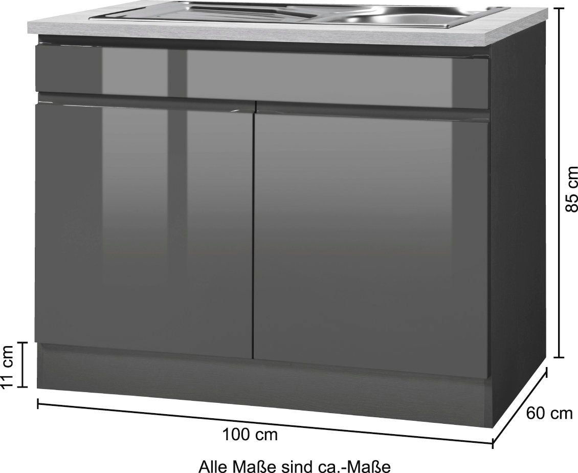 HELD MÖBEL Spülenschrank »Virginia«, 100 cm breit, inklusive Einbauspüle