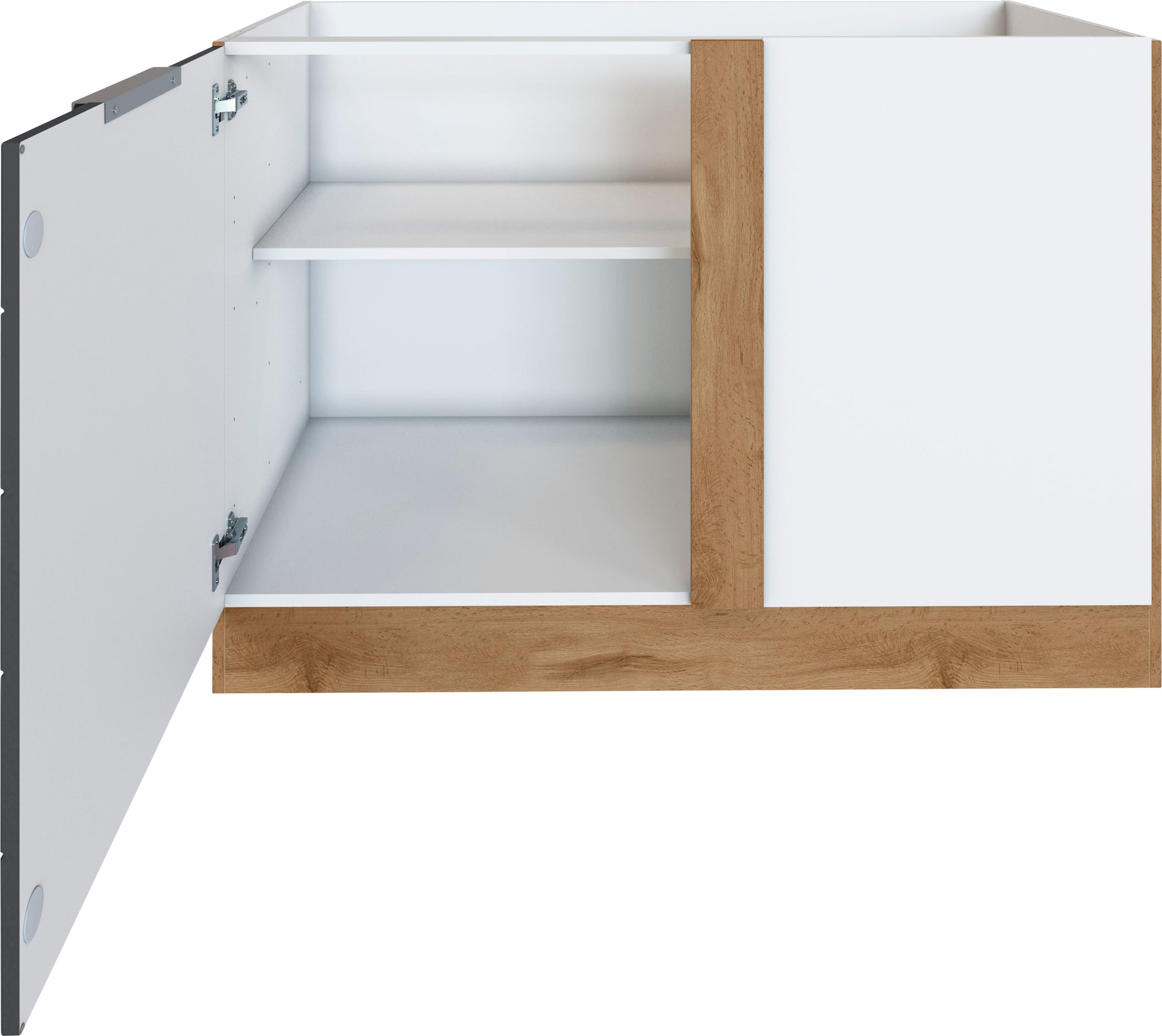 KOCHSTATION Eckunterschrank »KS-Luhe«, 120 cm breit, hochwertige MDF-Fronten mit waagerechter Lisene