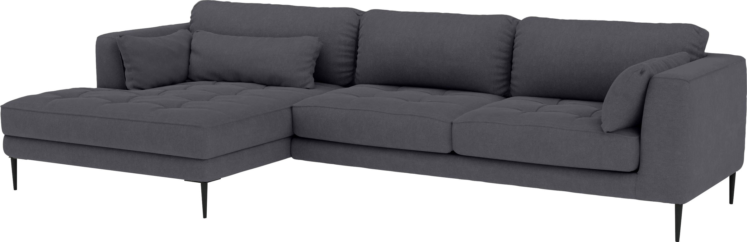 TRENDMANUFAKTUR Ecksofa »Luzi, wahlweise mit Schlaffunktion und Bettkasten bestellbar, L-Form«, Designsofa mit tollem Sitzkomfort, Metallfüße schwarz, Breite 280 cm