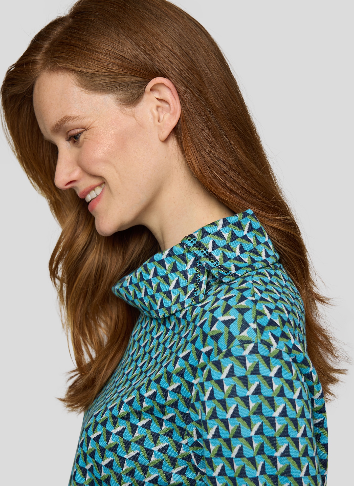 Rabe 3/4-Arm-Shirt , mit geschlitztem Rollkragen und Minimal Print
