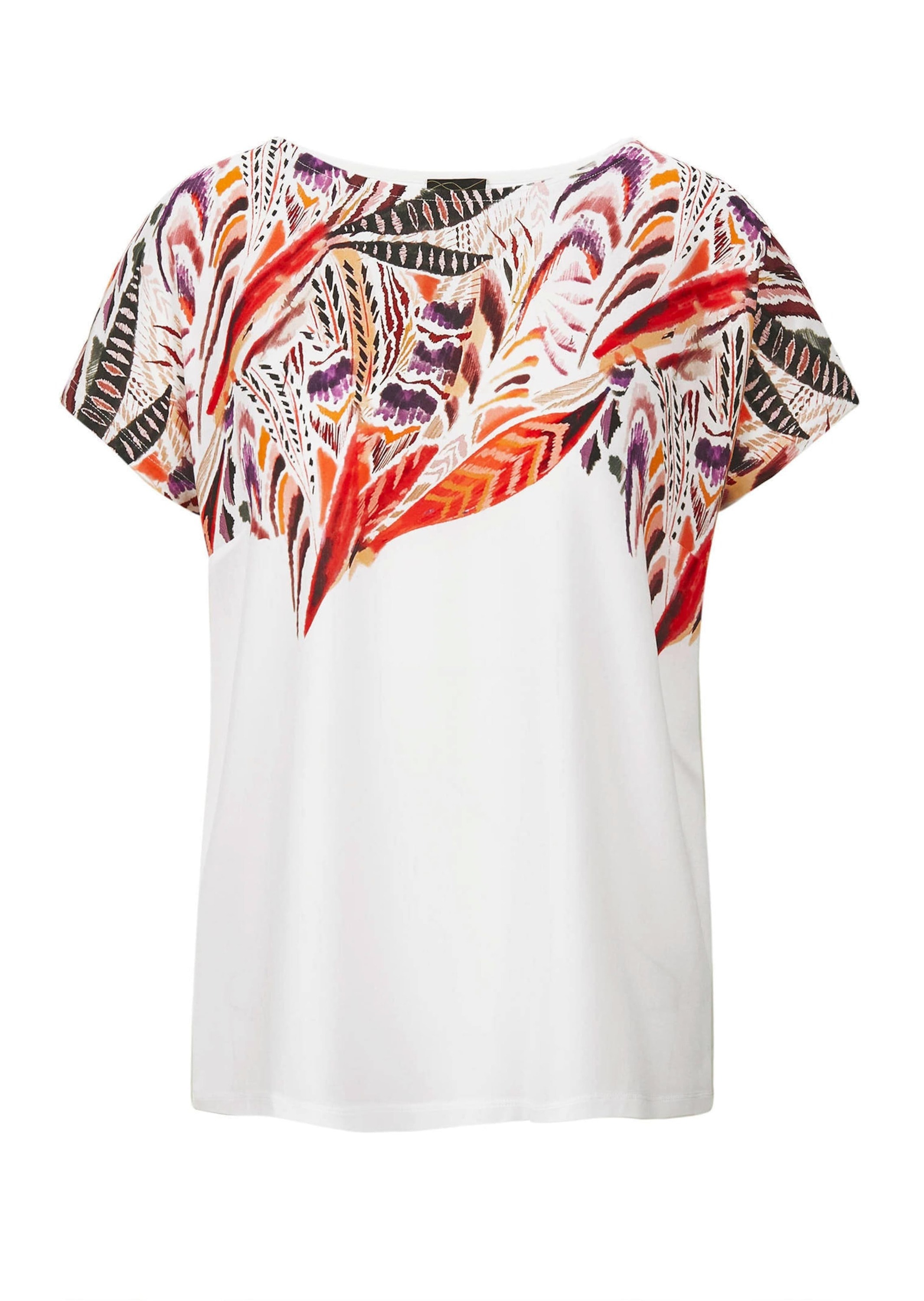 GOLDNER Kurzarmshirt »Kurzgröße Elegantes Oberteil mit Ethno-Muster« Dekorativer Druck