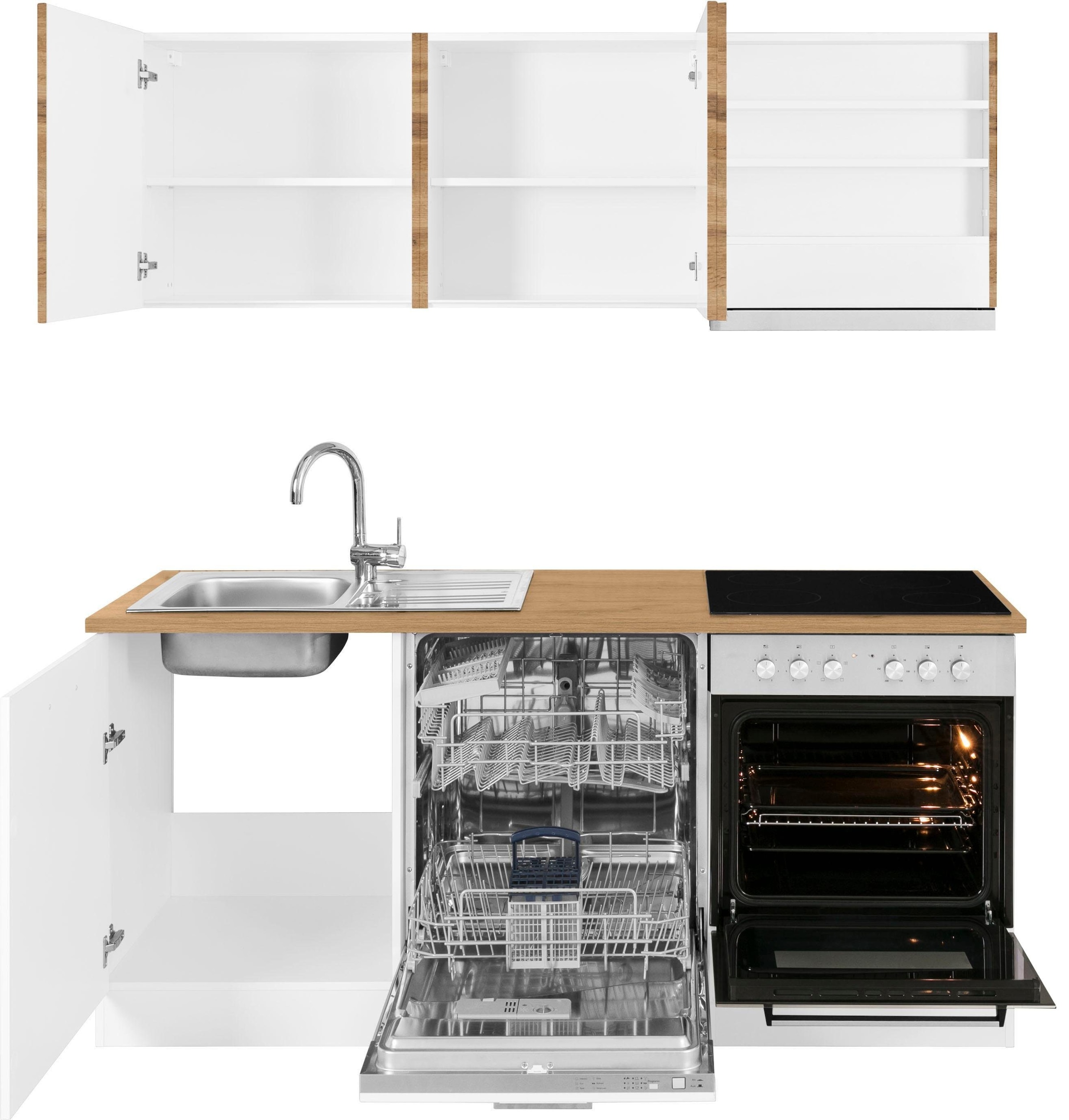 KOCHSTATION Küchenzeile »KS-Kehl«, mit E-Geräten, Breite 180 cm, inkl. Geschirrspülmaschine