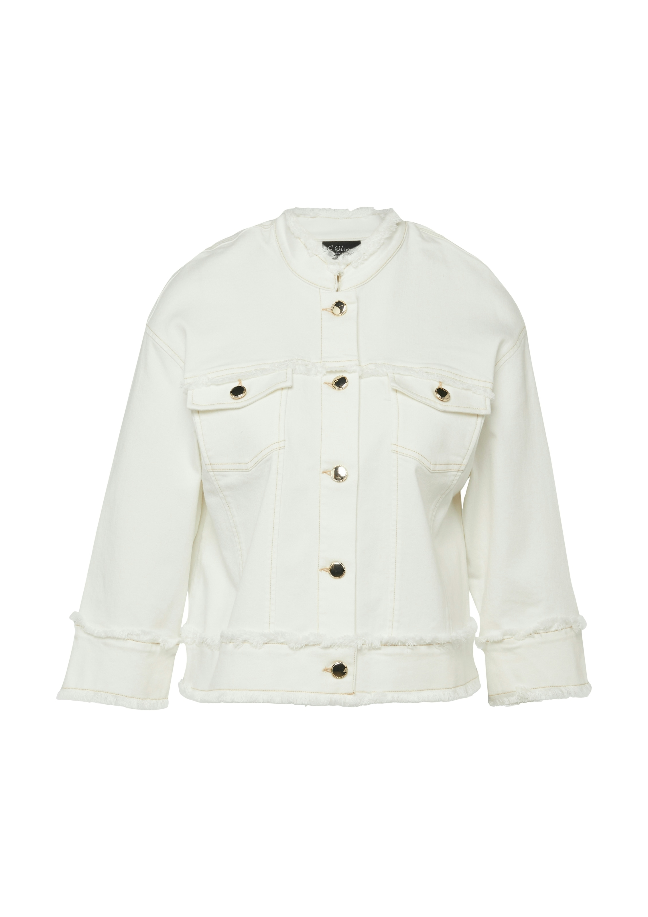 s.Oliver BLACK LABEL Kurzblazer 3/4-Arm mit Fransen und goldener Knopfleiste