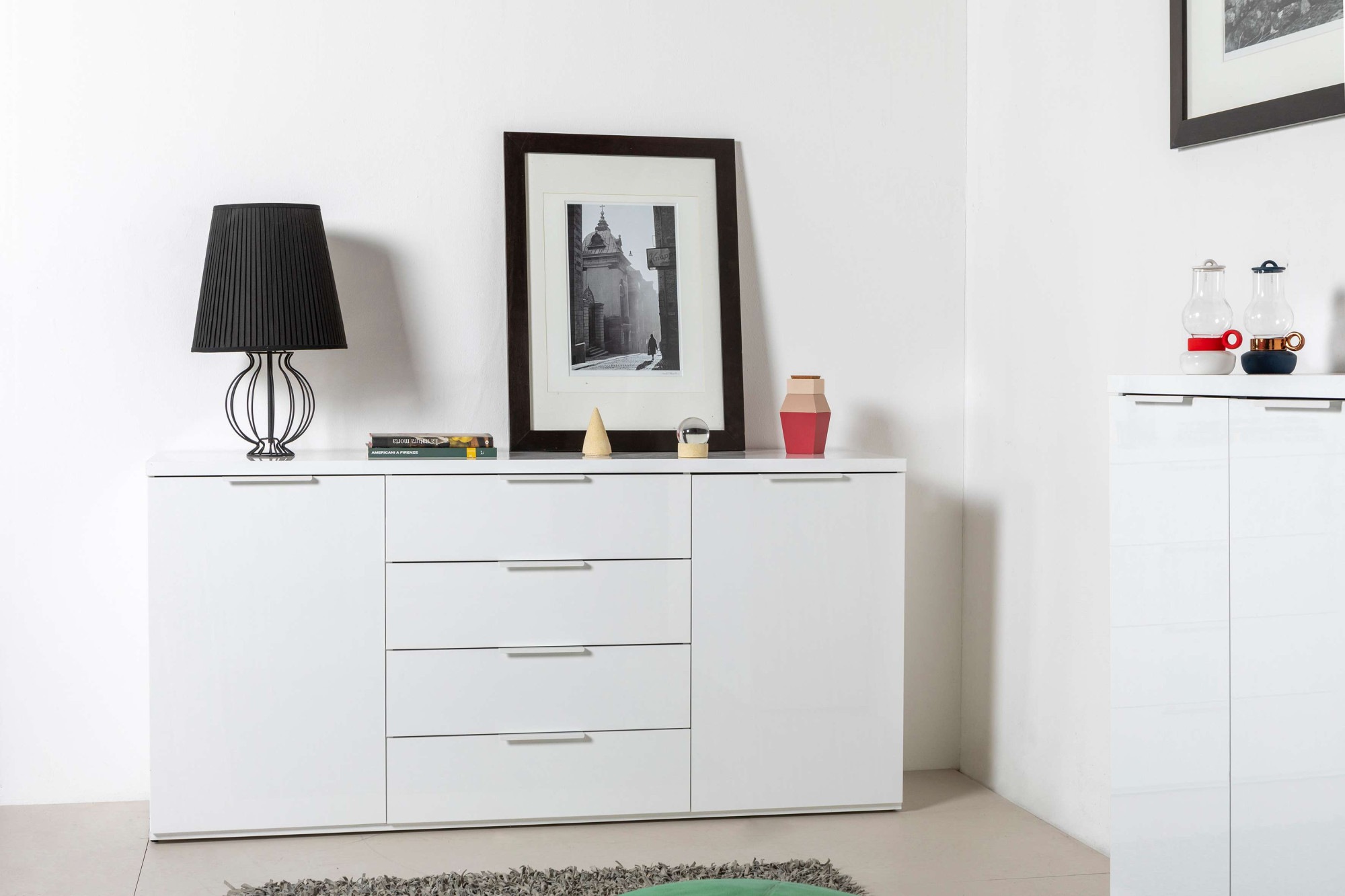 Composad Sideboard »Mundi, Sideboard, Kommode, Schubkastenkommode, Buffet«, (1 St.), mit 2 Türen und 4 Schubladen hochglanz lackiert