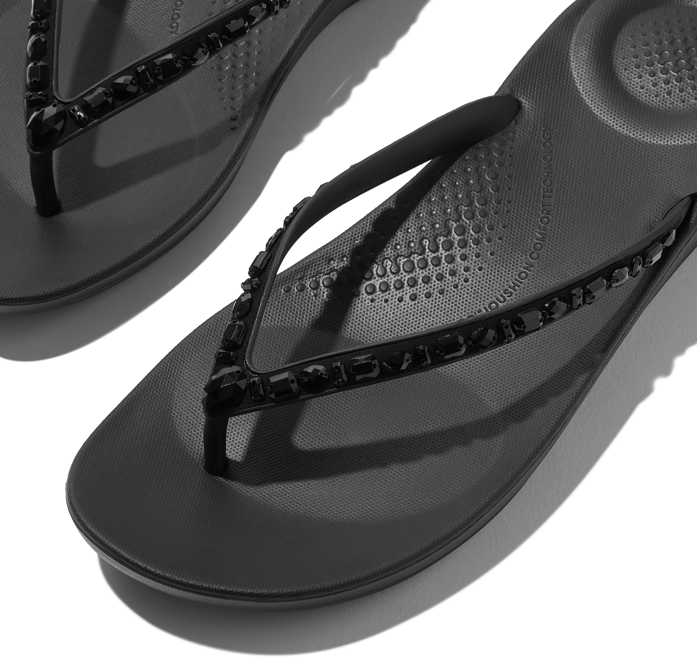 Fitflop Zehentrenner »iQUSHION MULTI-CRYSTAL«, Sandale, Flats, Pool Slides mit Schmucksteinen verziert