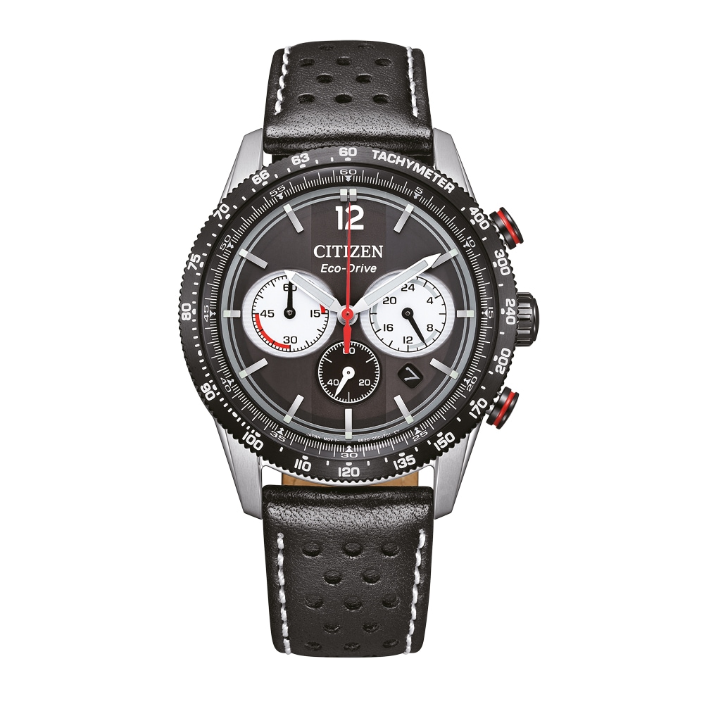 Citizen Chronograph »Racing Chrono« Armbanduhr, Solar, Herrenuhr, Lederarmband, analog, Big Date
