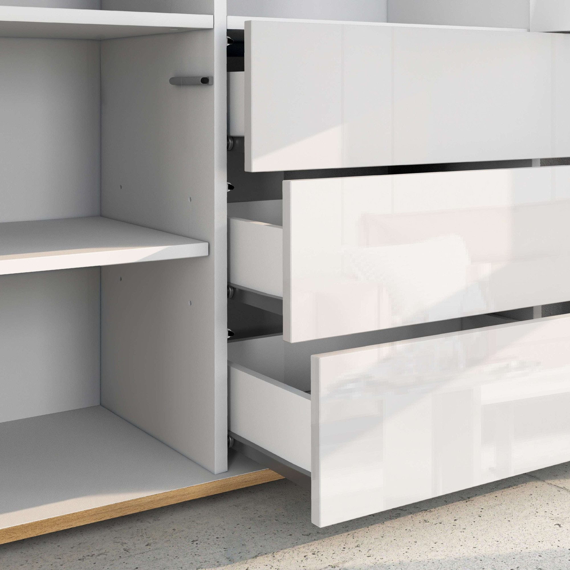 OTTO home Highboard »GARDA ,Kommode, Made in Italy, Breite 102 cm, Höhe 110 cm, grifflos« 1 Stk. tlg. Hochglanzlackierte Fronten, Korpus matt, grifflos