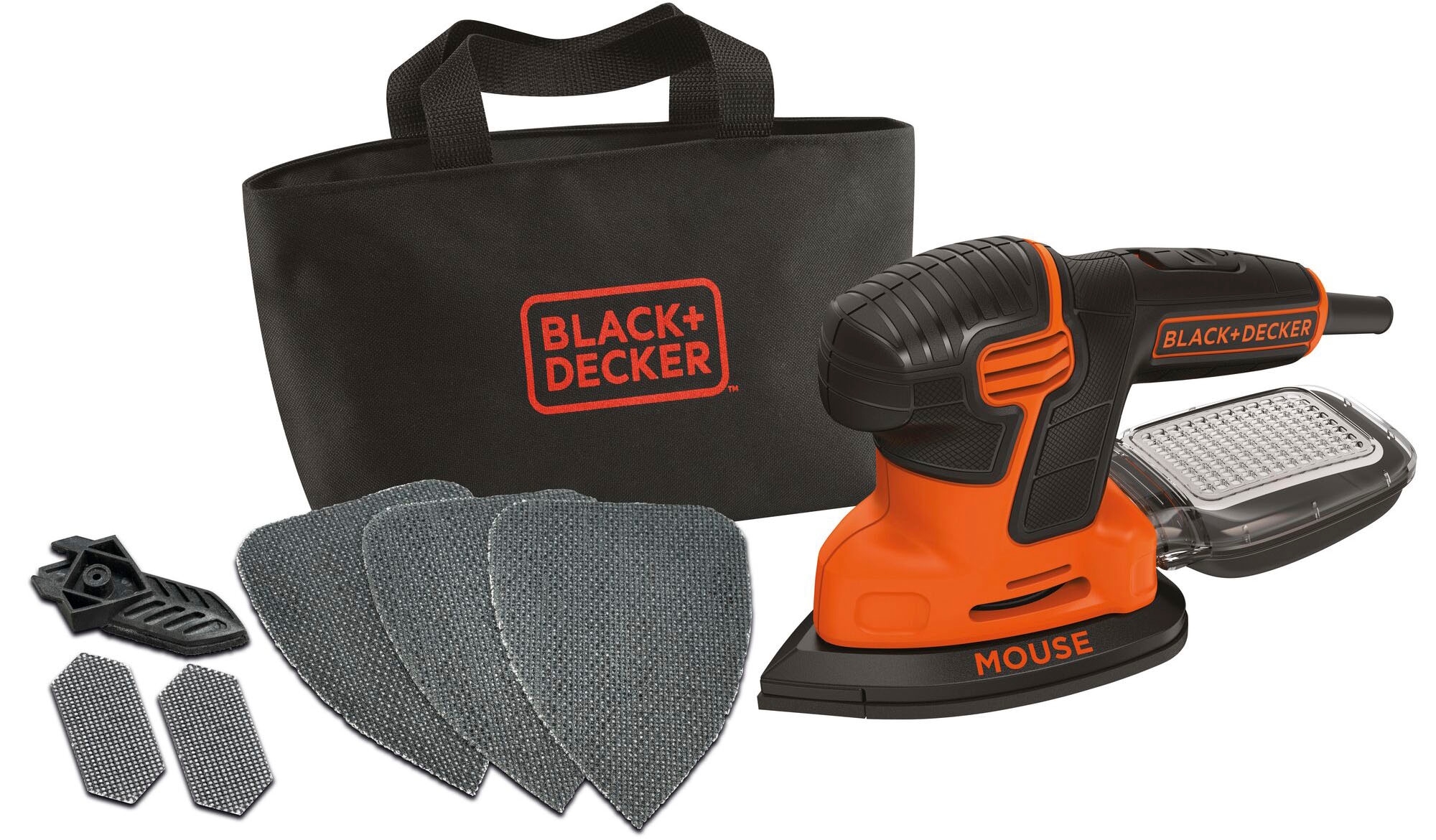 Black + Decker Deltaschleifer »120W Kompakt-Dreieckschleifer Mouse«, mit Fingerschleiferaufsatz und 3 x Schleifgitter