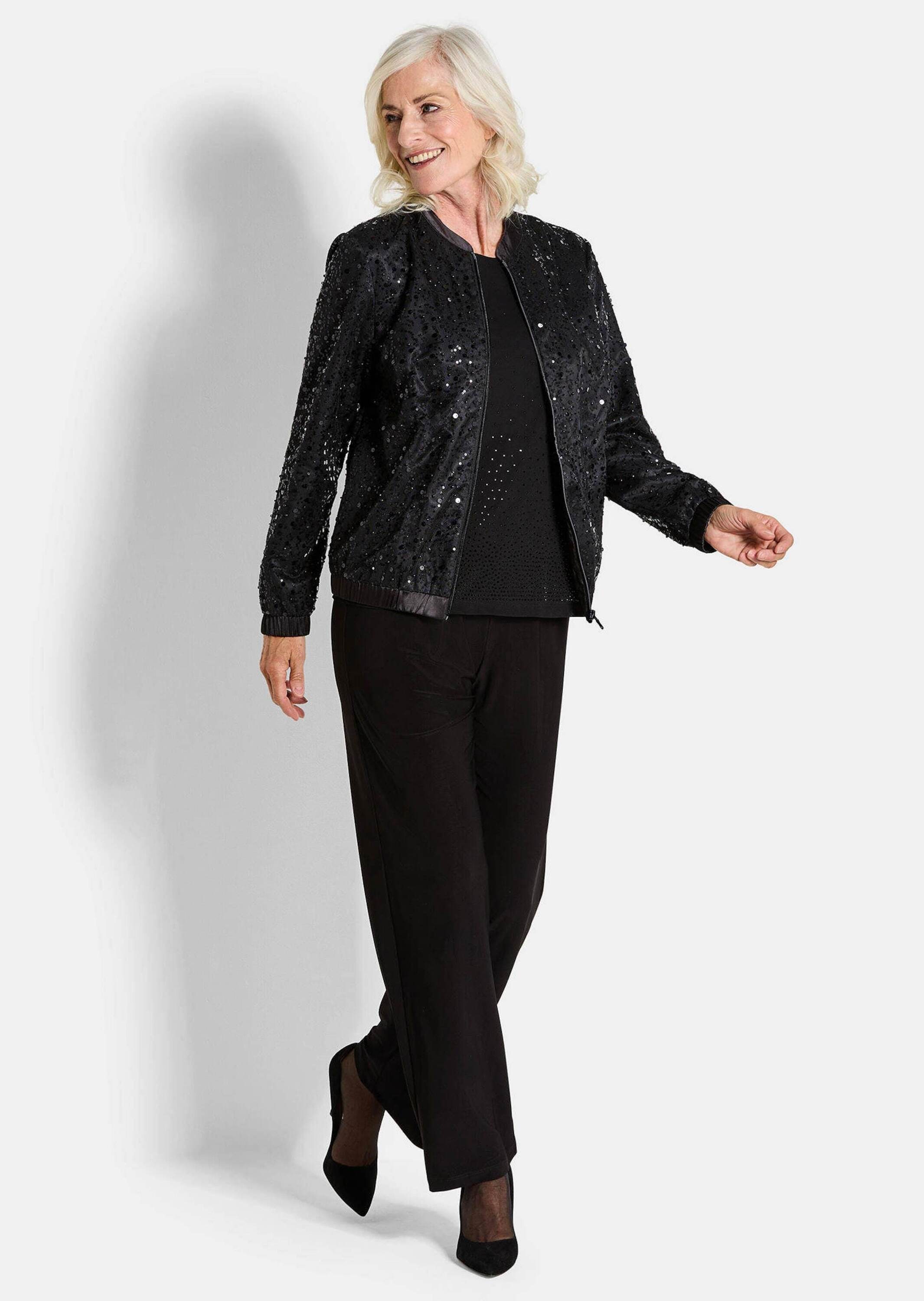 GOLDNER Kurzjacke »Kurzgröße Eleganter Blouson mit Perlen und Pailletten«