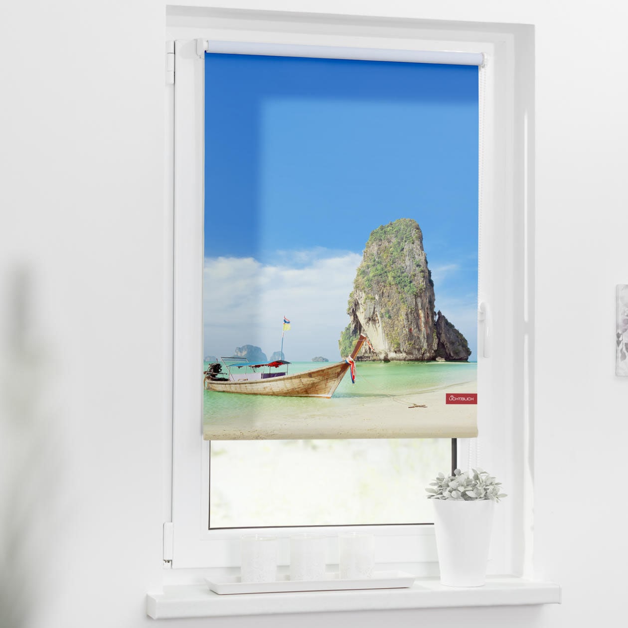 LICHTBLICK ORIGINAL Seitenzugrollo »Rollo Klemmfix, ohne Bohren, blickdicht, Thailand - Bunt«, blickdicht, Sichtschutz-Blendschutz, freihängend