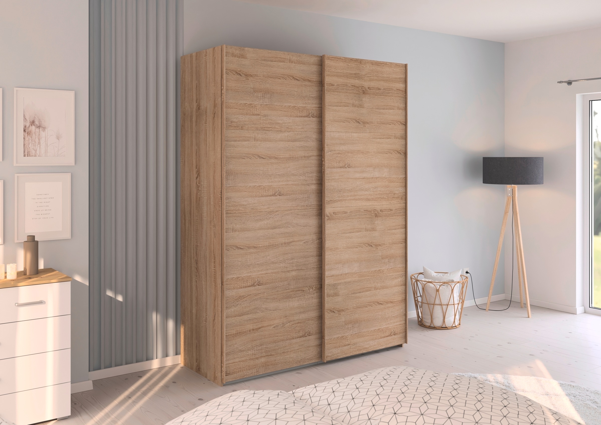 rauch Schwebetürenschrank »Kleiderschrank Schrank Garderobe Schlafzimmerschrank EVELYN«, in elegantem Stil, in 5 Breiten, Griffe in Korpusfarbe MADE IN GERMANY