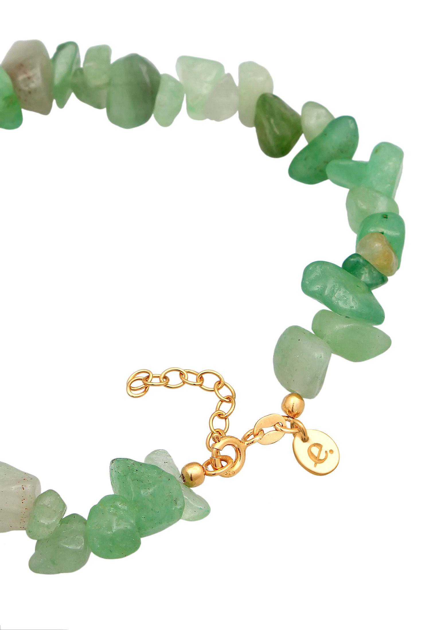Elli Premium Fußkette »Fußschmuck Aventurin Bead 925 Silber vergoldet«