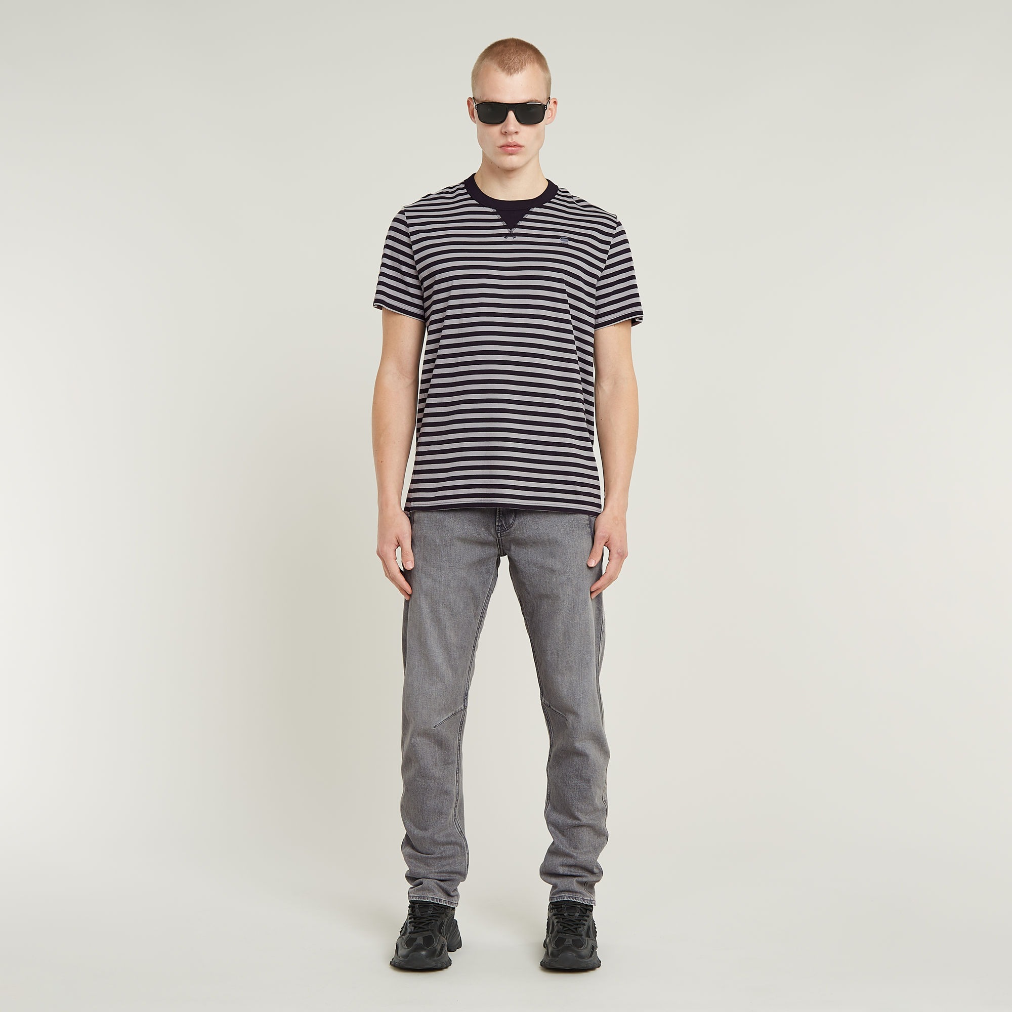 G-STAR T-Shirt »Nifous Stripe«, mit geripptem Einsatz vorne