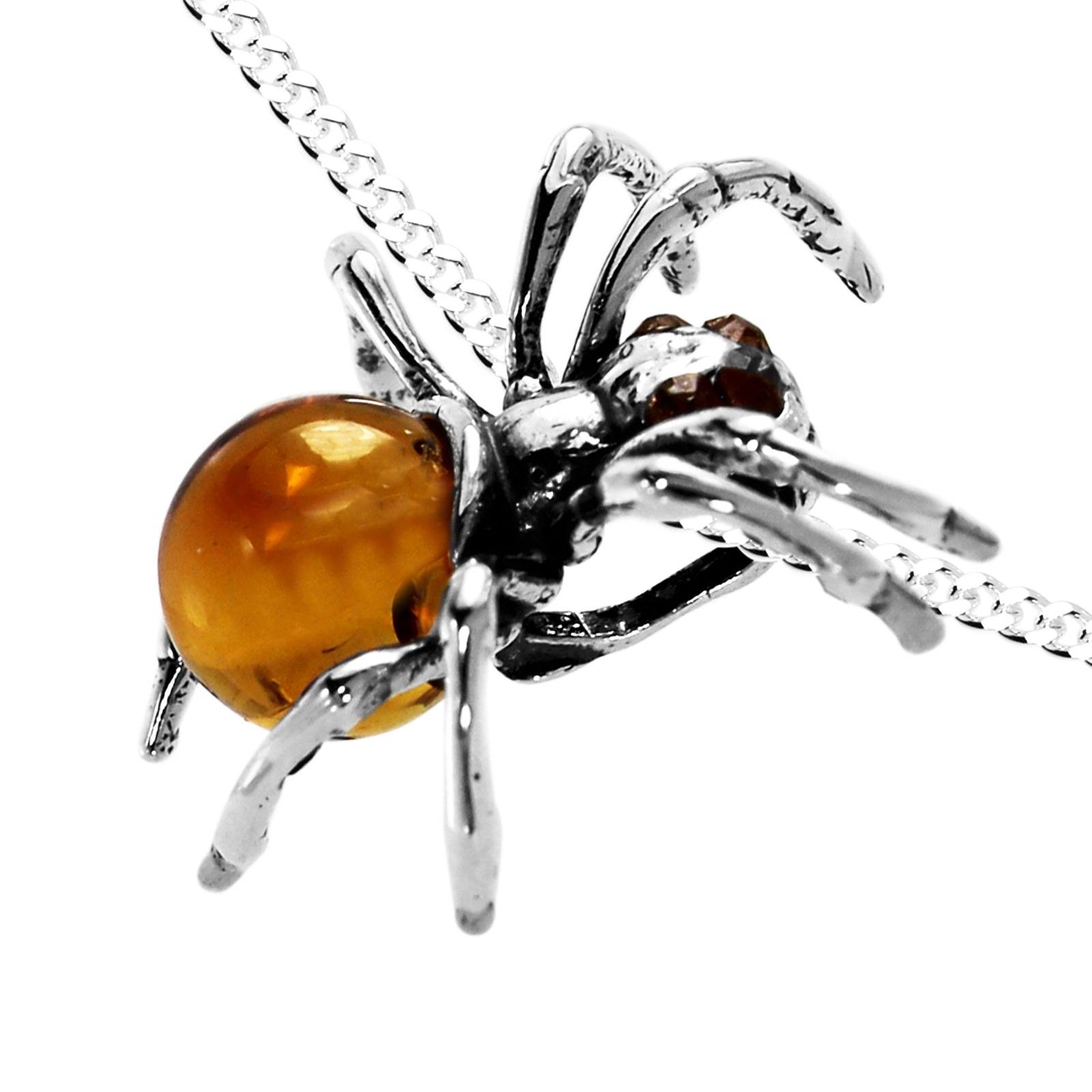 OSTSEE-SCHMUCK Kette mit Anhänger »- Gleiter-Spinne - Silber 925/000 - Bernstein&Schmuckstein«