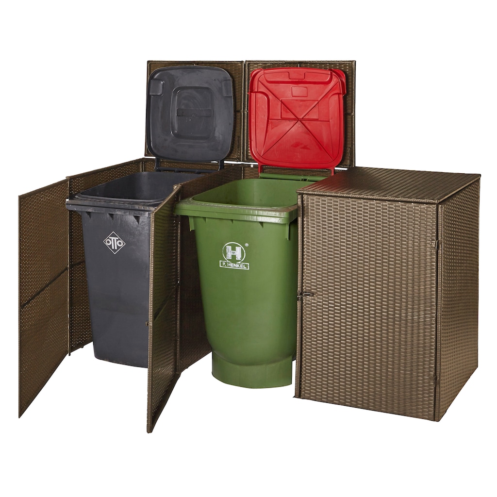 HANSE GARTENLAND Mülltonnenbox, für 3x240 l aus Polyrattan, BxTxH: 228x78x123 cm