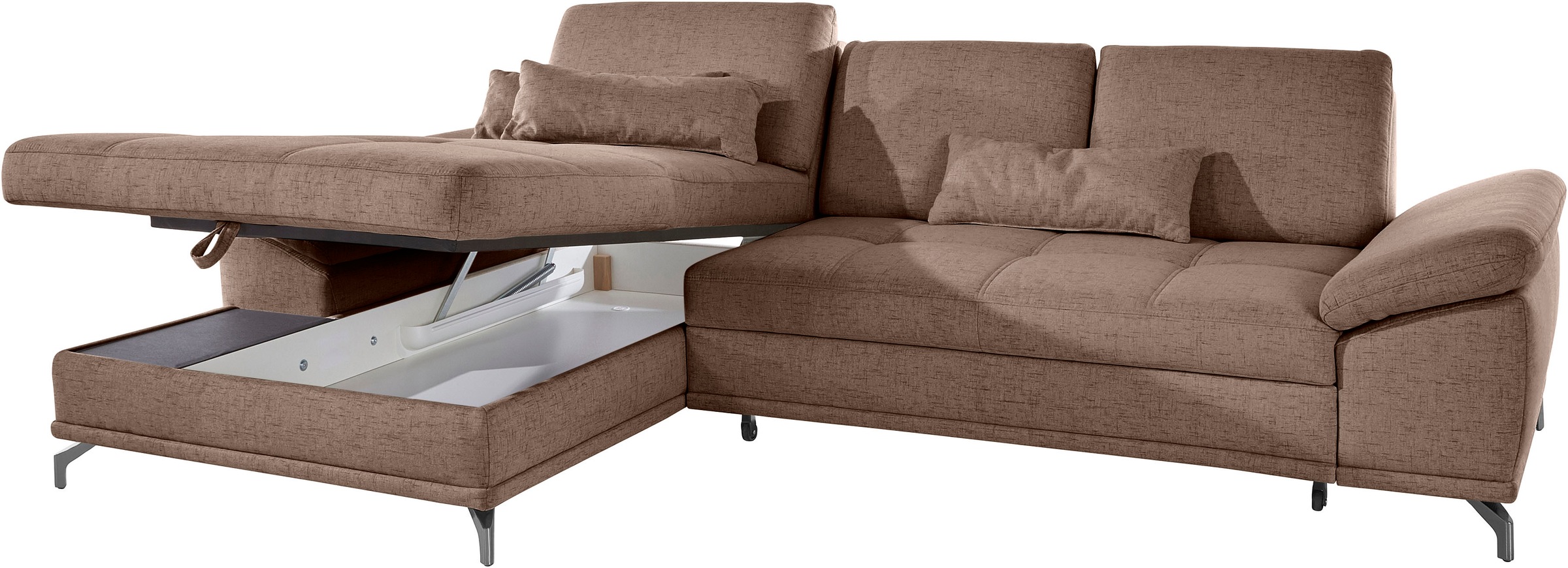 Places of Style Ecksofa Costello, mit Sitztiefenverstellung und Armlehnfunktion, incl. 3 Nierenkissen