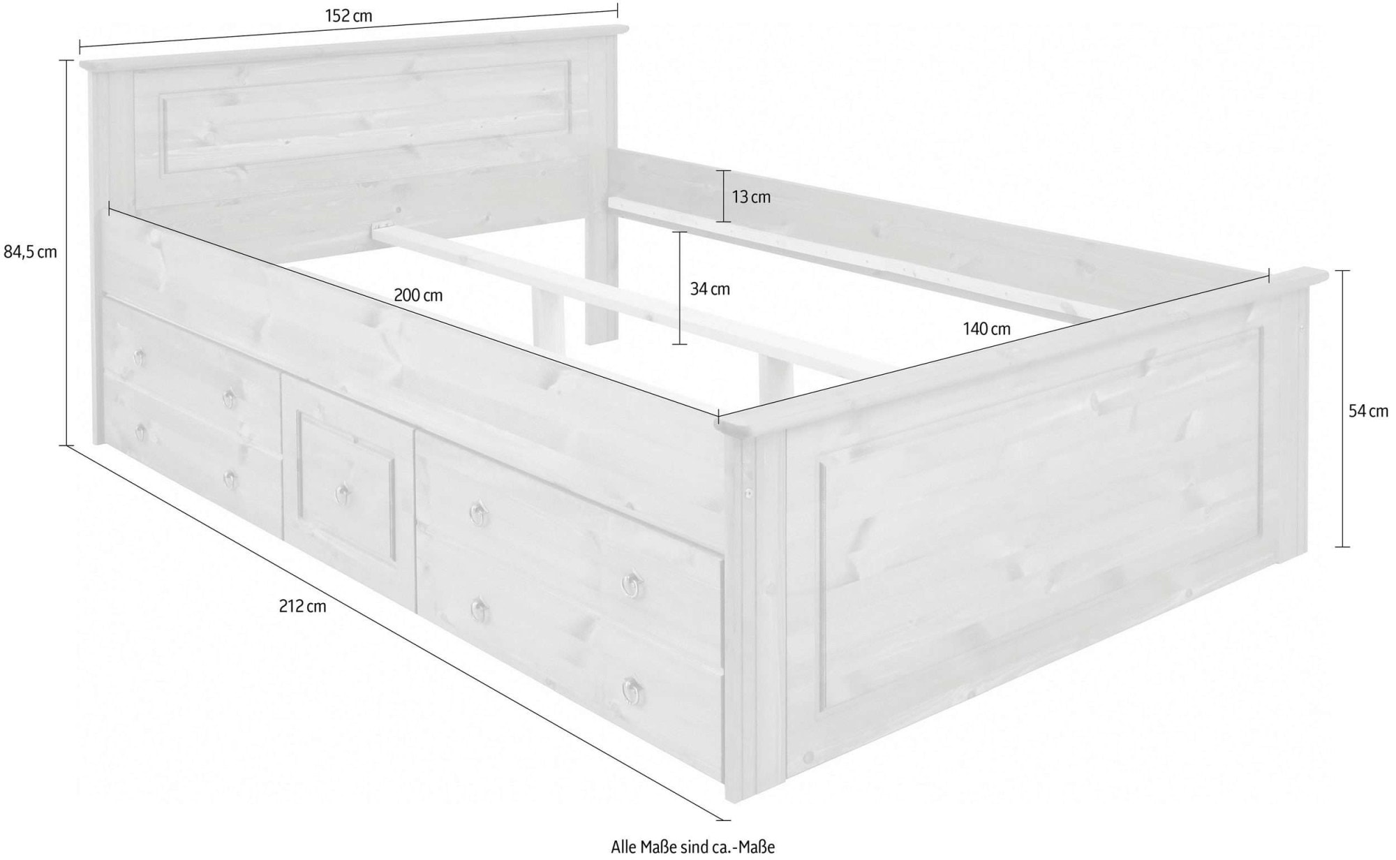 OTTO home Massivholzbett »Hugo, hohe Belastbarkeit! FSC® zertifiziertes Massivholz, Landhausstil« Breite/Belastbarkeit 180cm/200KG, 140cm/180KG,  Stauraumbett aus massiver Kiefer