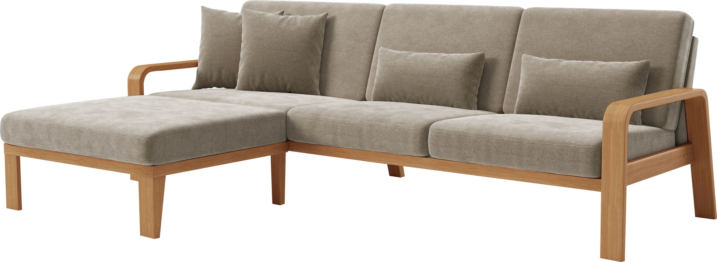 sit&more Ecksofa »Kolding L-Form«, Armlehnen aus eichefarbigem Buchenholz, verschiedene Bezüge und Farben