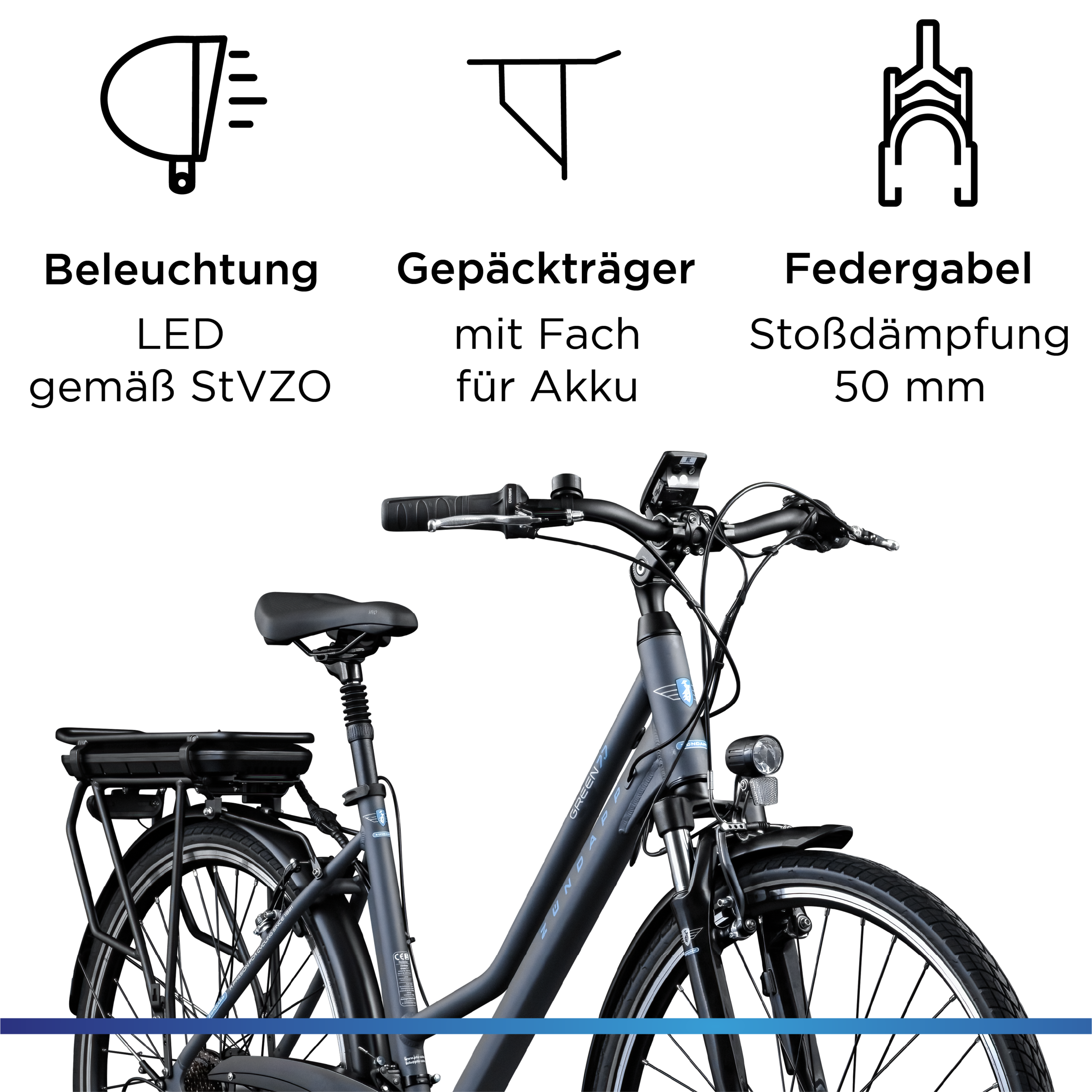 Zündapp »Green 7.7 Damen« 21 Gang Shimano Tourney Schaltwerk Kettenschaltung Heckmotor 250 W Pedelec, Elektrofahrrad für Damen