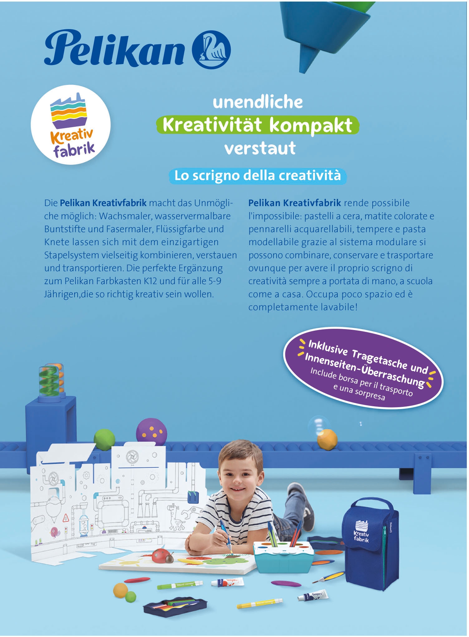 Pelikan Kreativset »Kreativfabrik - Supertower«, Inklusive Tragetasche, Made in Germany