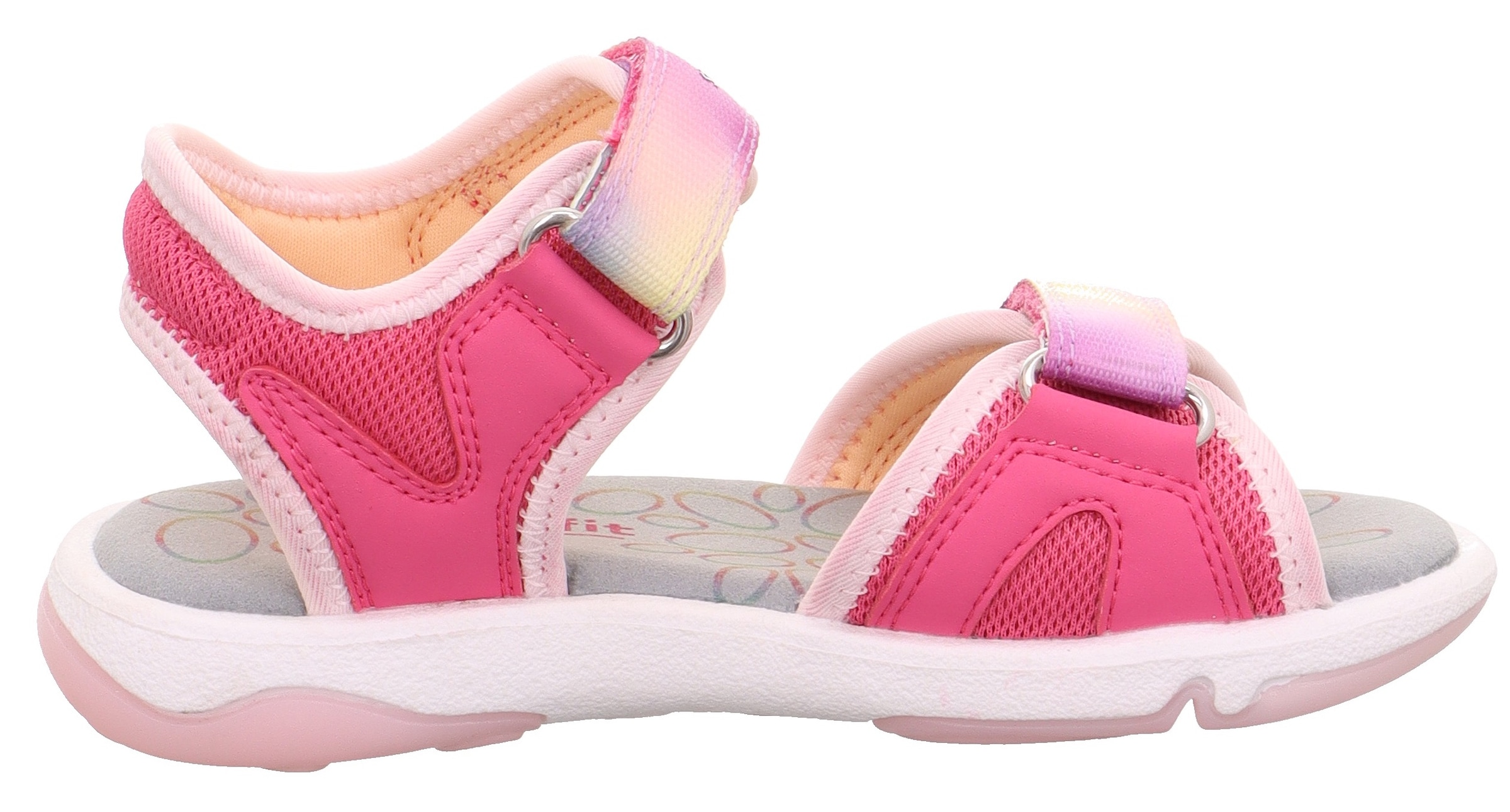 Superfit Sandale »PEBBLES WMS: mittel«, Sandalette mit süßem Glitzerverschluss, Größenschablone zum Download