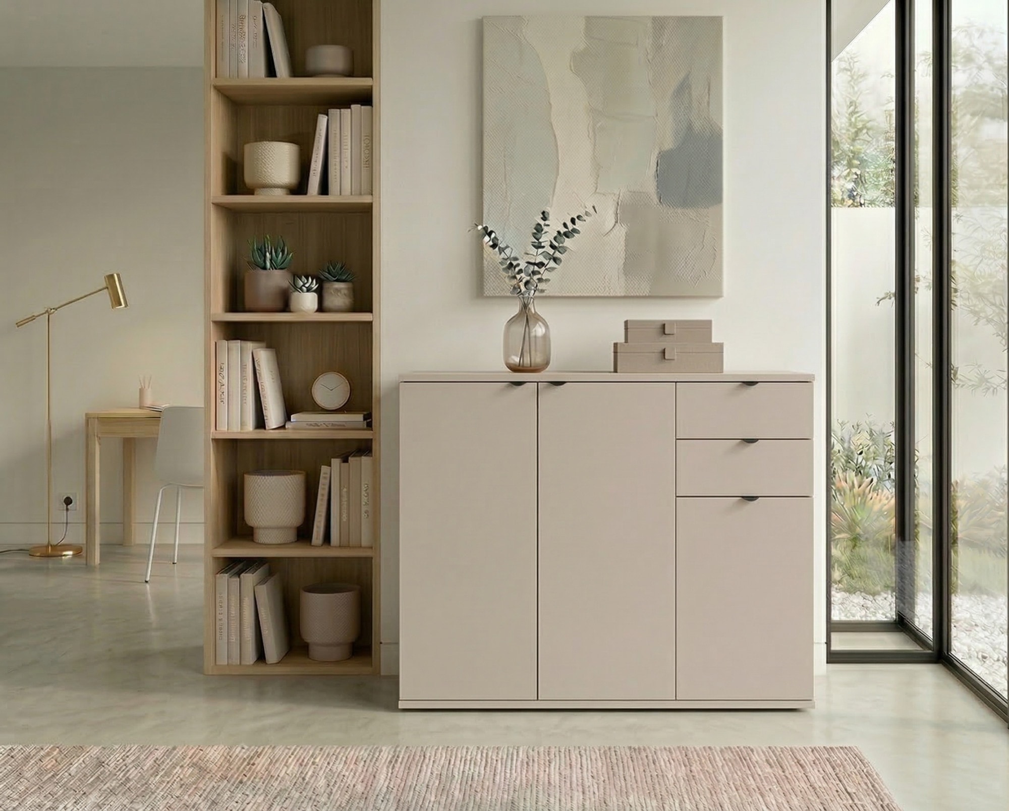 Home affaire Kommode »THALIANA Sideboard mit 3 Türen und 2 Schubladen, Breite 120 cm« Schrank in 3 Farben erhältlich, schwarze Metallgriffe, viel Stauraum