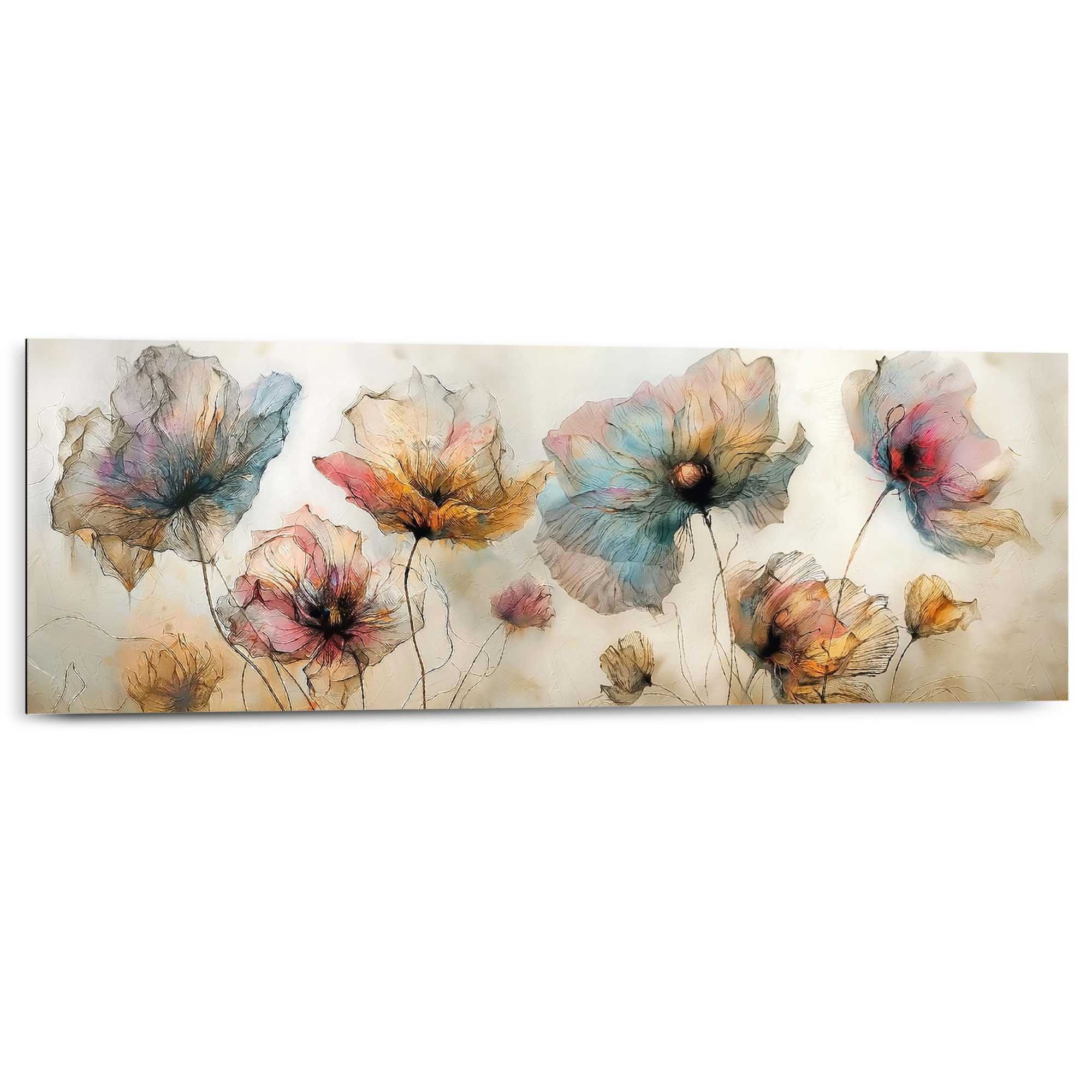 Reinders Deco-Panel "Aquarellblumen" Wohnzimmer - Mehrfarbig - MDF - Blumen und Pflanzen - 90x30 cm