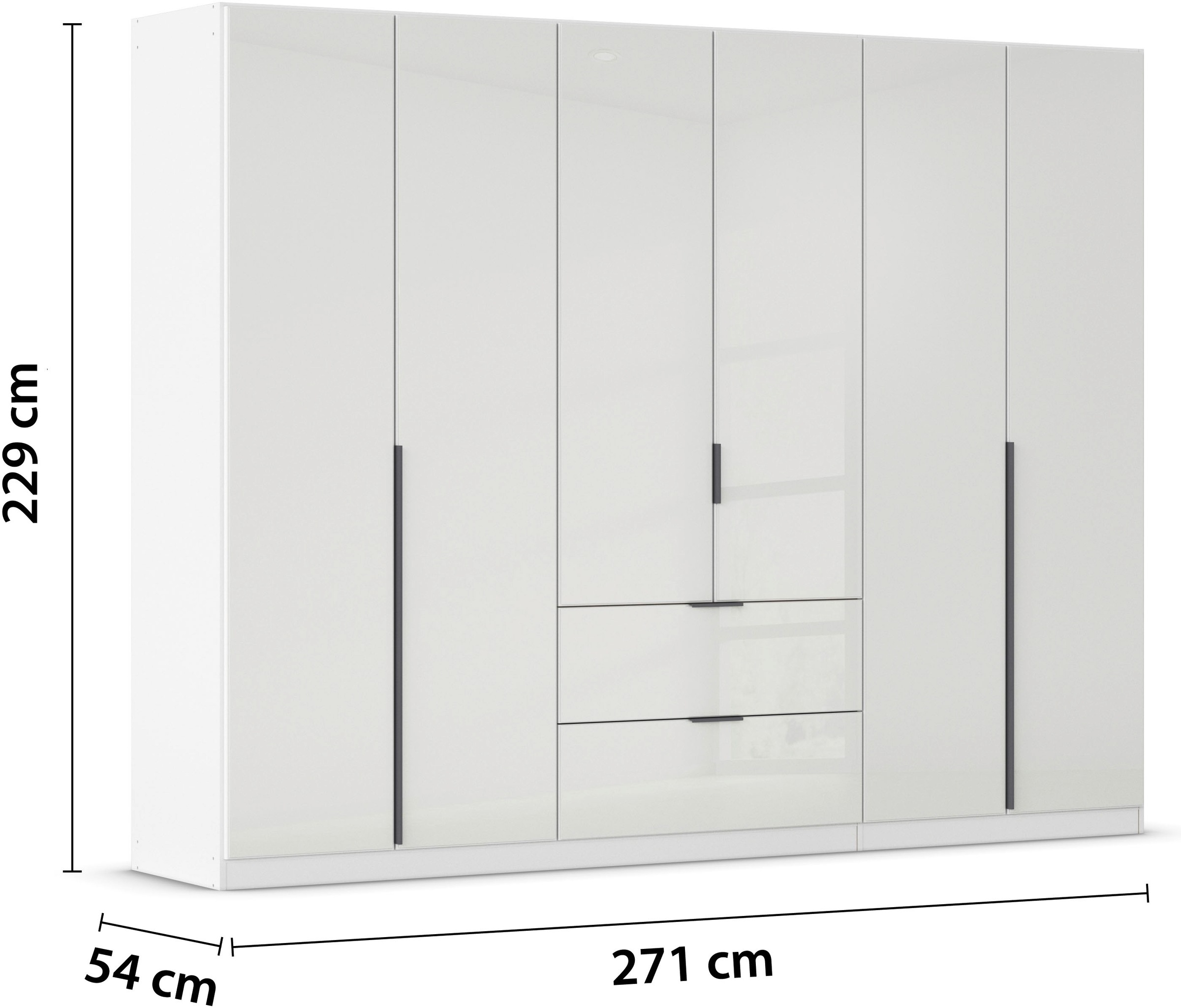 rauch Drehtürenschrank »Kleiderschrank Kleiderschränke Schrank Garderobe AGORDO mit Glasfront«, (in zwei Griff-Farben mit Glasfront), mit Außenschubkästen, in 6 Breiten und 2 Höhen MADE IN GERMANY