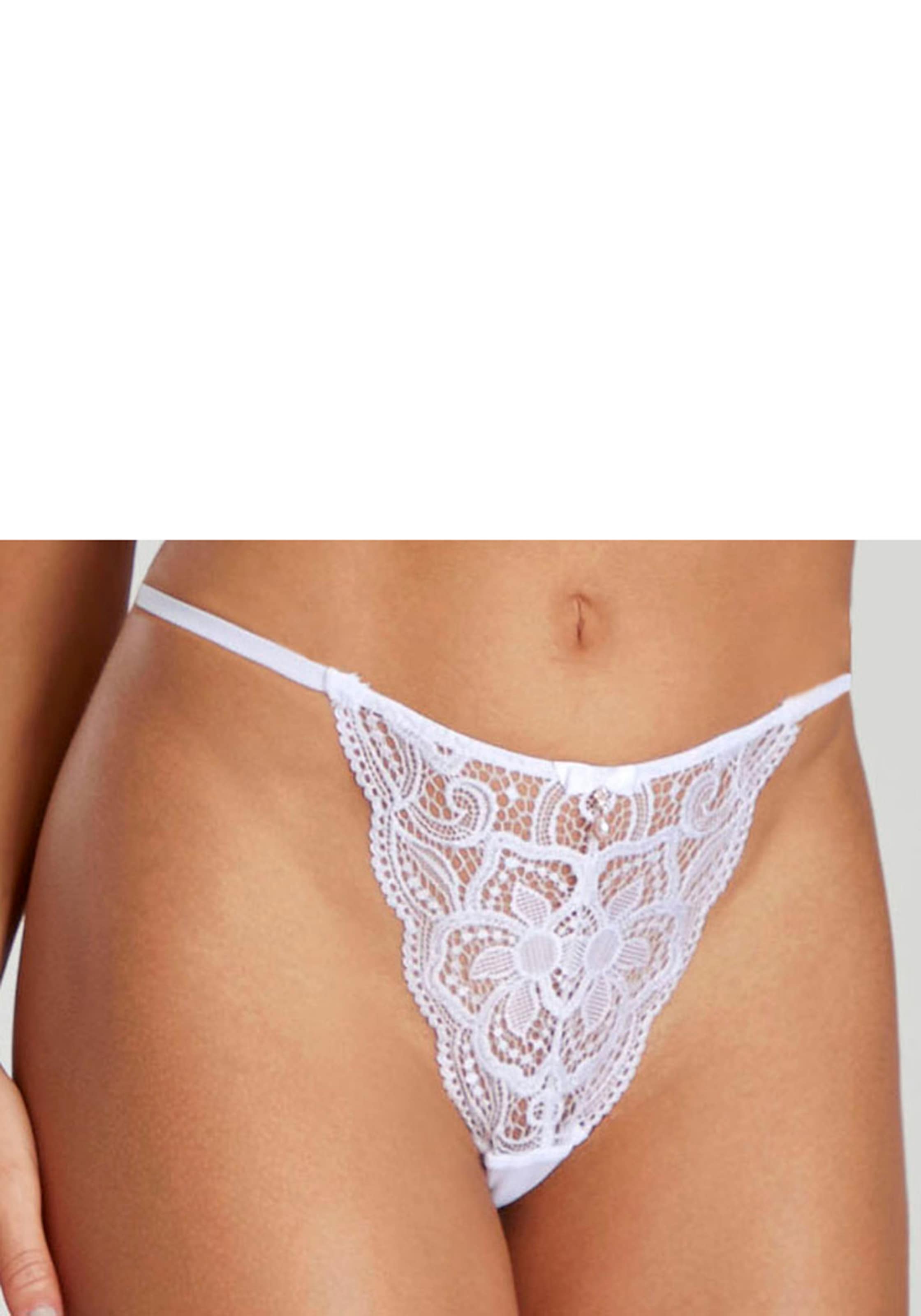 LASCANA String »Nikoletta« aus floraler Spitze mit Accessoire in Perlenoptik