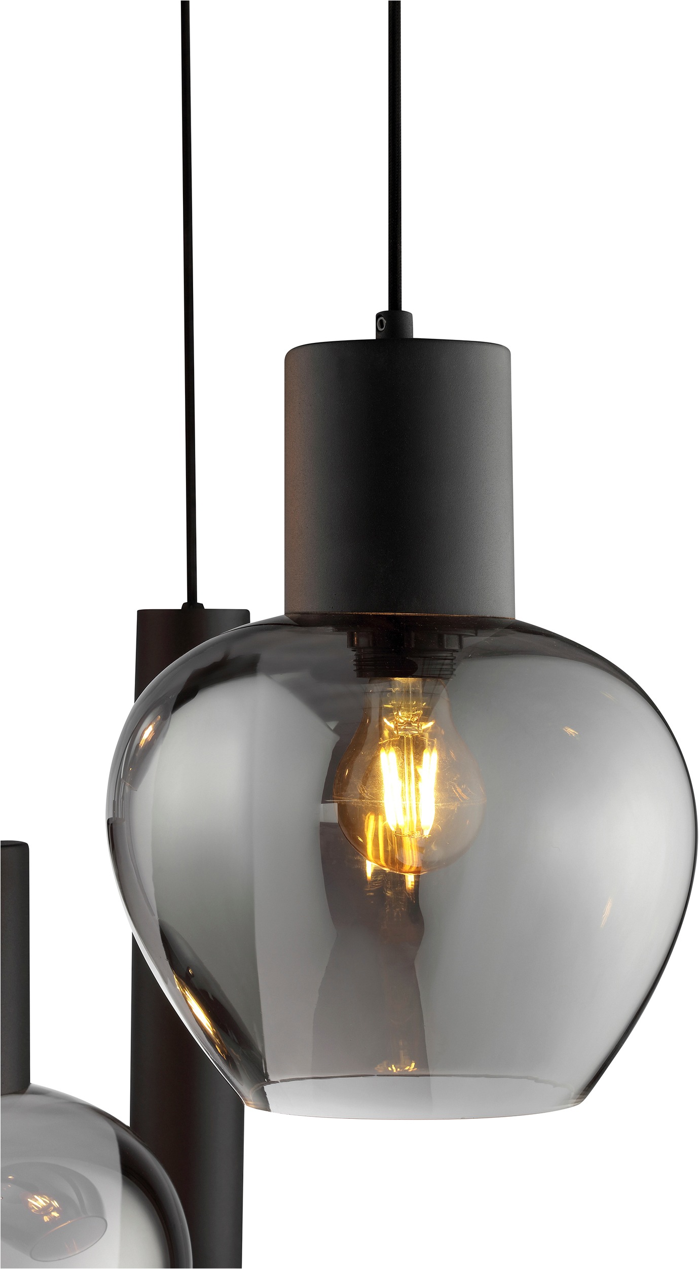 Brilliant Pendelleuchte »Ligari« E27 1 Stk. Höhe 150 cm, Fassung E27, teilw. GU 10, Aluminium Rauchglas, schwarz