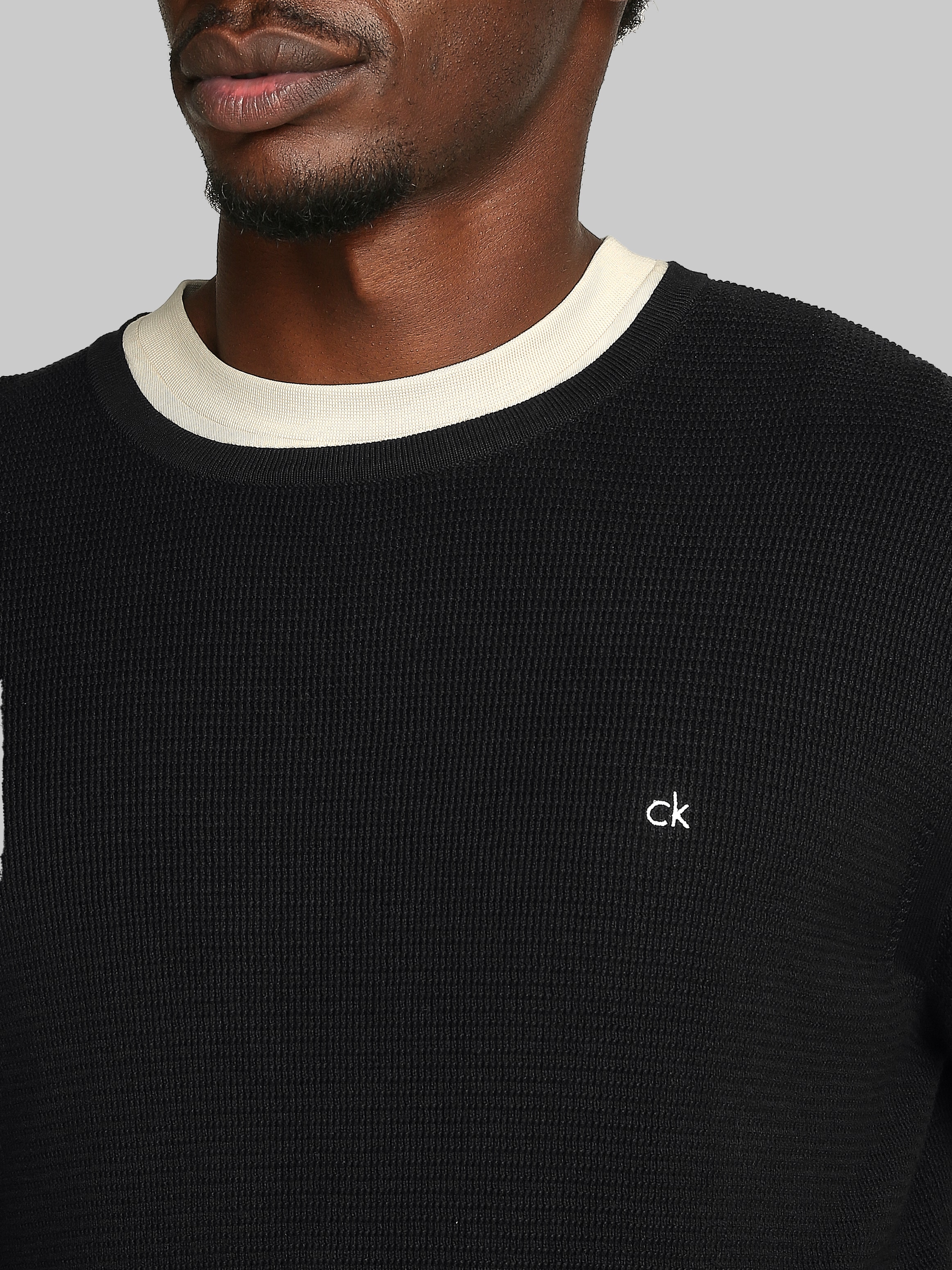 Calvin Klein Rundhalspullover »MICRO WAFFLE TEXTURE CN SWEATER«, mit Waffelstruktur