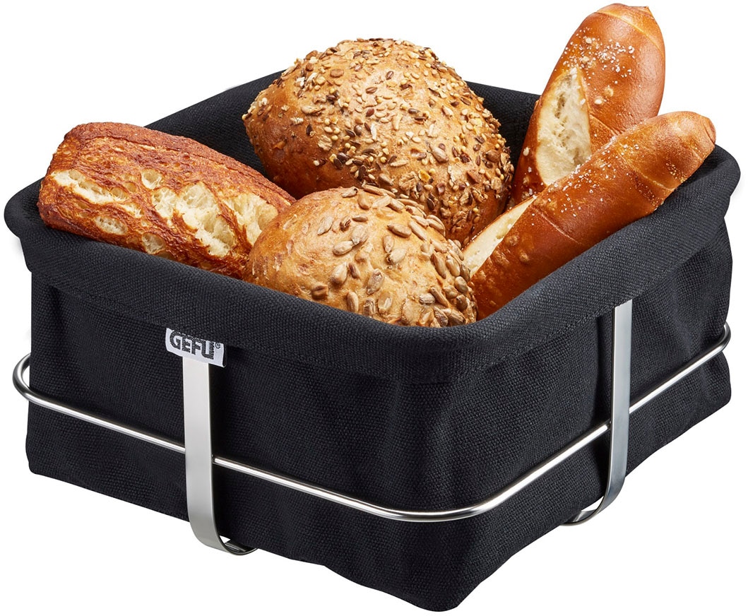 Brotkorb »BRUNCH eckig«, (1 tlg., Edelstahl Rahmen, Baumwolleeinsatz), perfekt für...