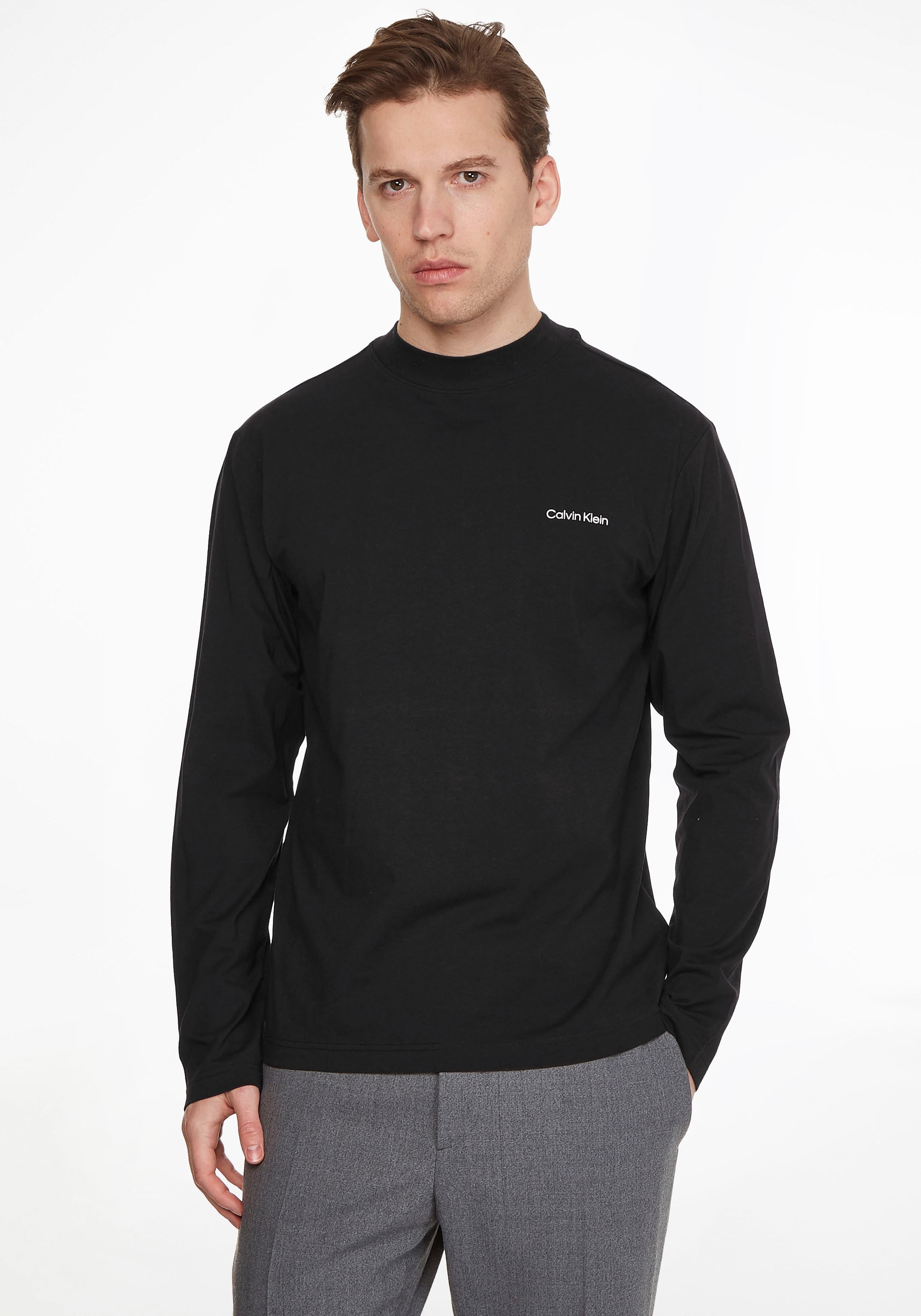 Calvin Klein Langarmshirt »MICRO LOGO LS MOCK NECK T-SHIRT« mit Mock-Kragen