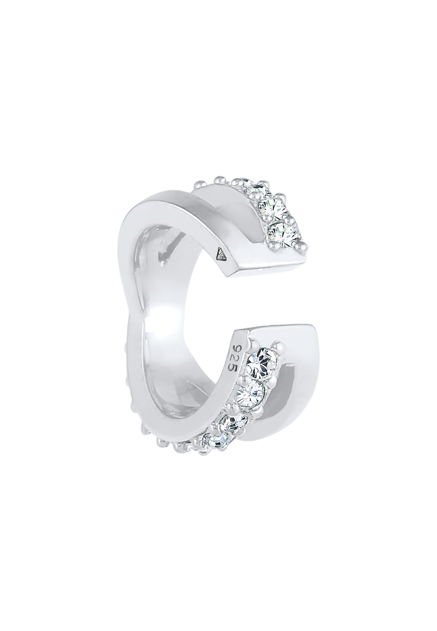 Elli Ohrklemme »Ohrringe Earcuff Gekreuzt Kristalle 925 Silber«