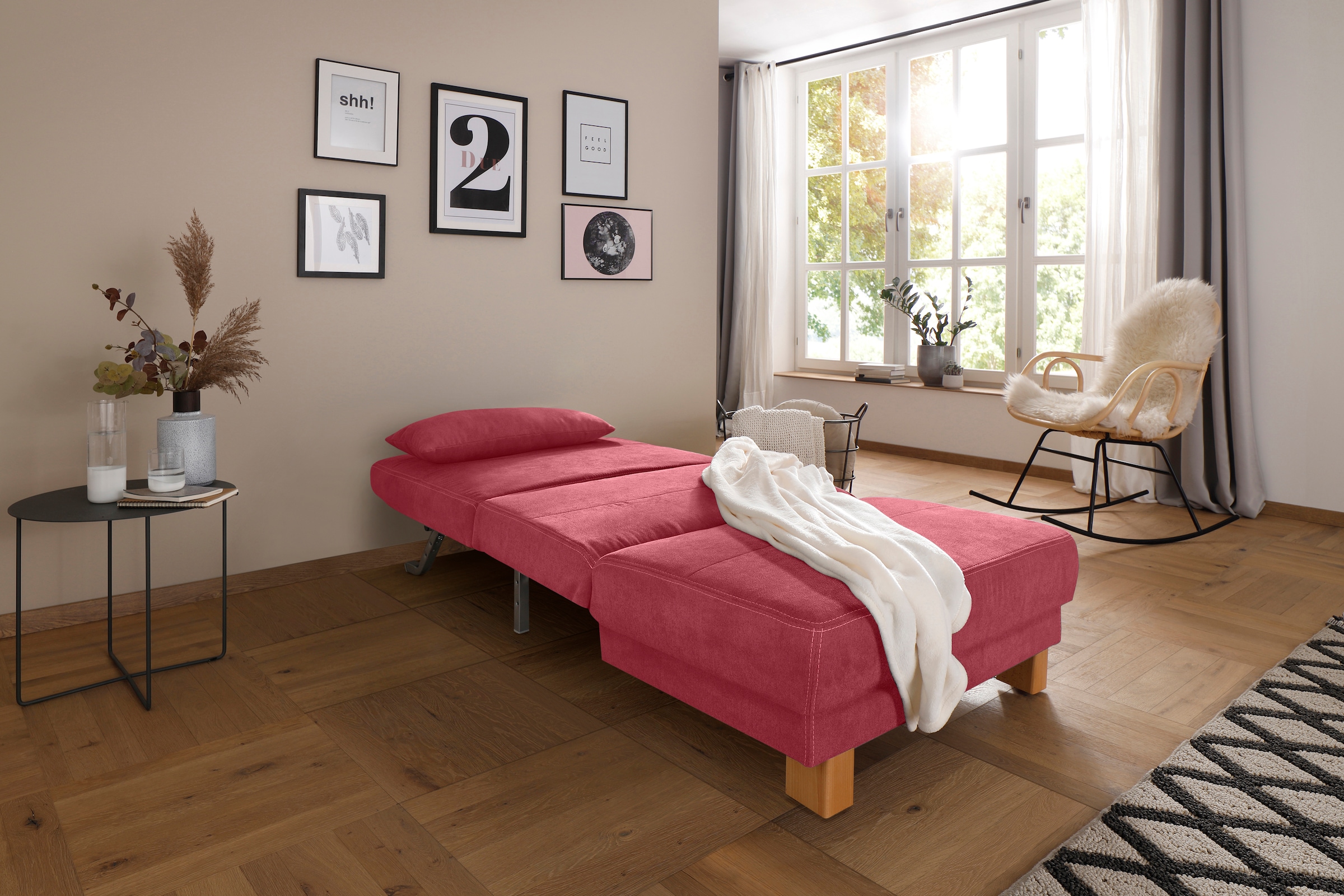 Home affaire Schlafsofa »Gina«, vom Sofa zum Bett mit einem Handgriff, in 4 Breiten, Nierenkissen