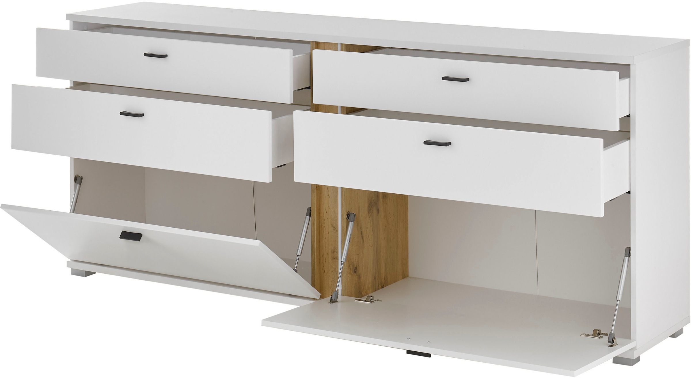 INOSIGN Sideboard »LONG ISLAND«, (1 St.), in moderner Trendfarbe,inklusive senkrechter Beleuchtung,Breite 200 cm