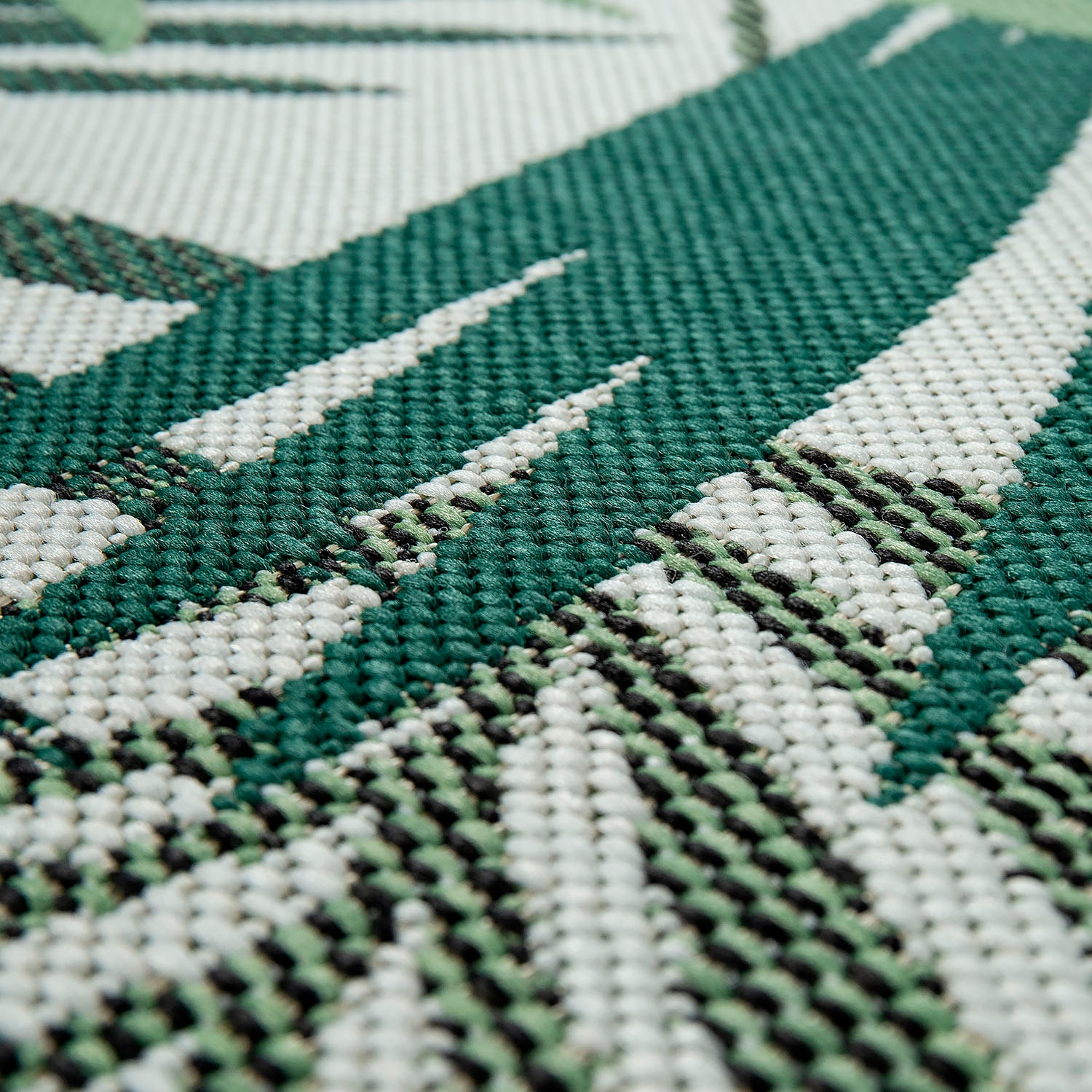 Paco Home Teppich »Ostende 534« rechteckig 4 mm Höhe Flachgewebe, Motiv Palmenblätter, In- und Outdoor geeignet, Wohnzimmer