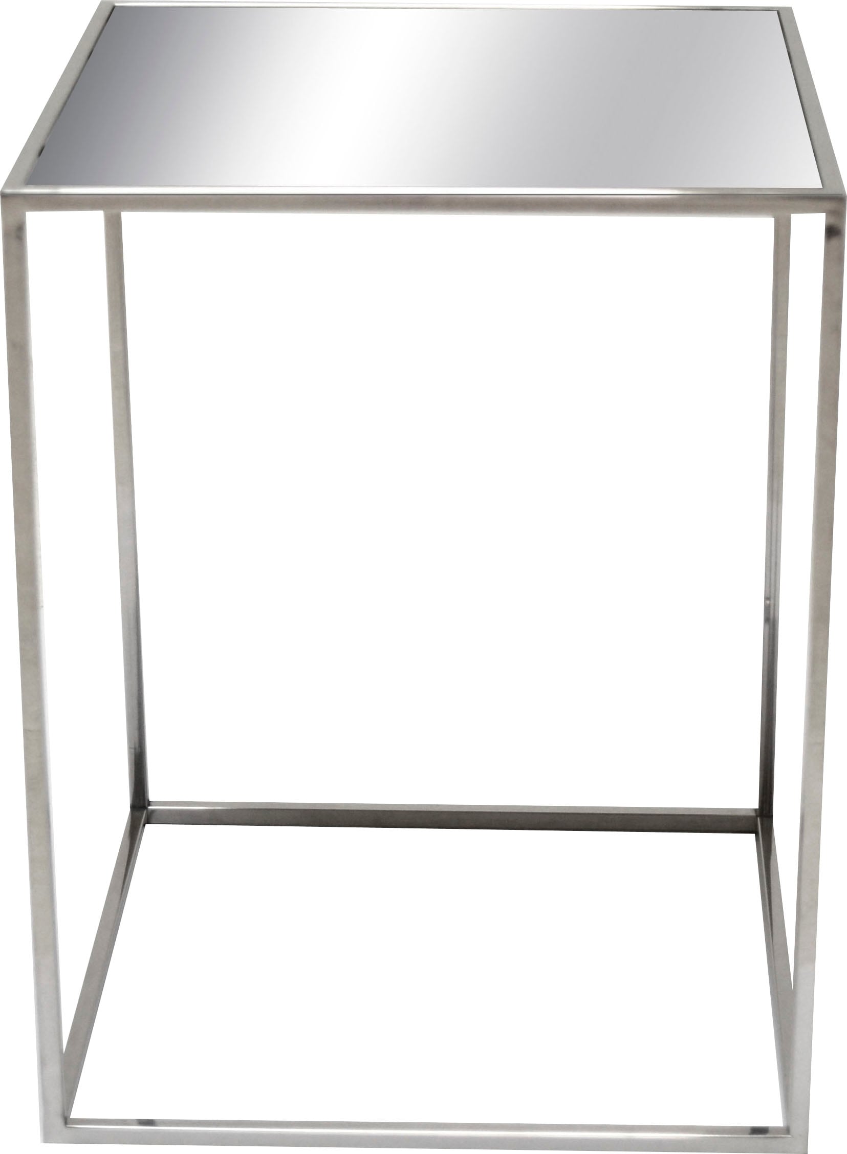 Leonique Beistelltisch 3er Beistelltisch-Set, Edelstahl, verspiegelte Glasplatte, 45x45x55